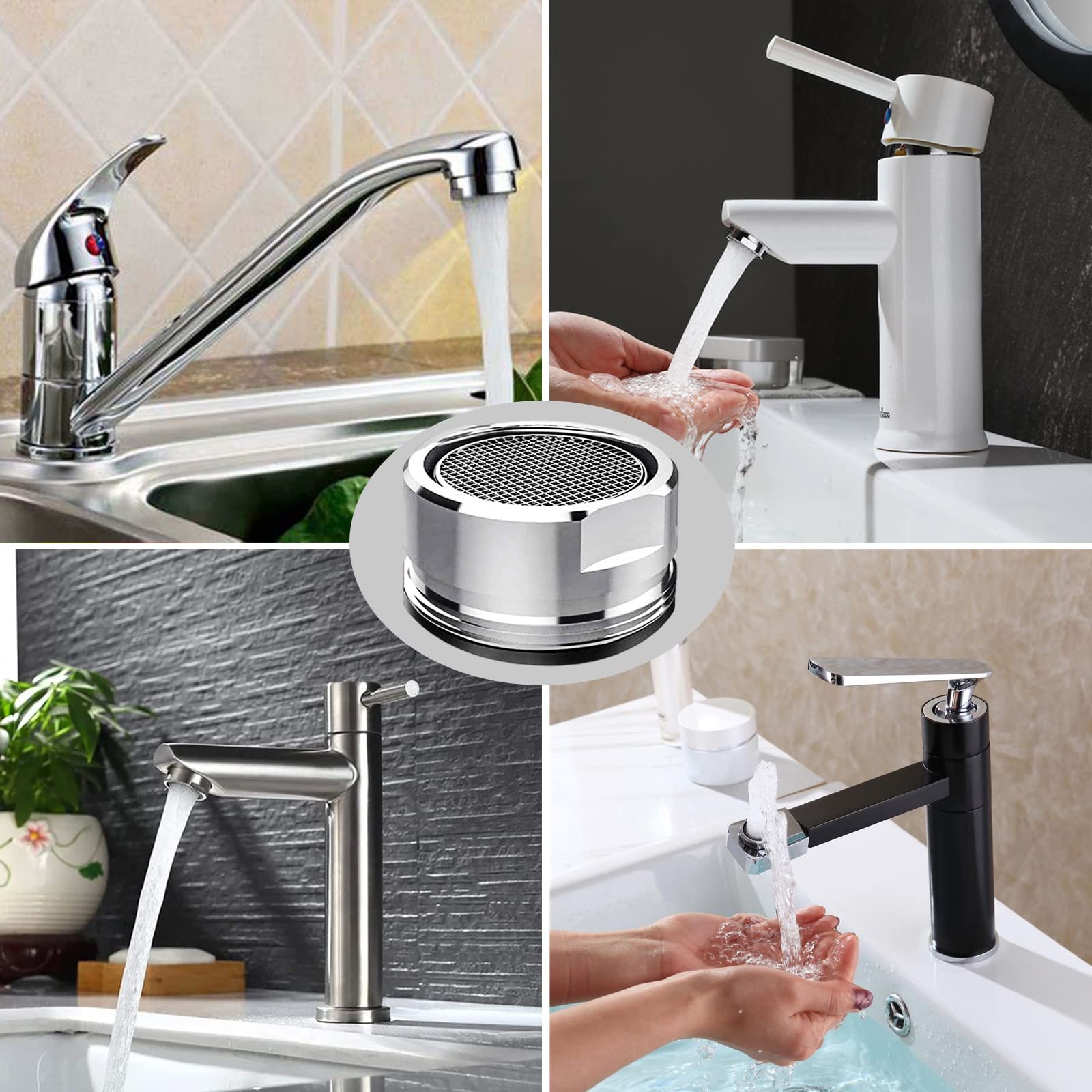 MOILINJAEY 4Pcs Faucet Aerator Kit - 15/16 Inch Male Thread Brass Aerator with Gasket for Kitchen & Bathroom Sink | Water-Saving Replacement Parts for Better Flow Control | Perfect for Home, RV, and Commercial Use