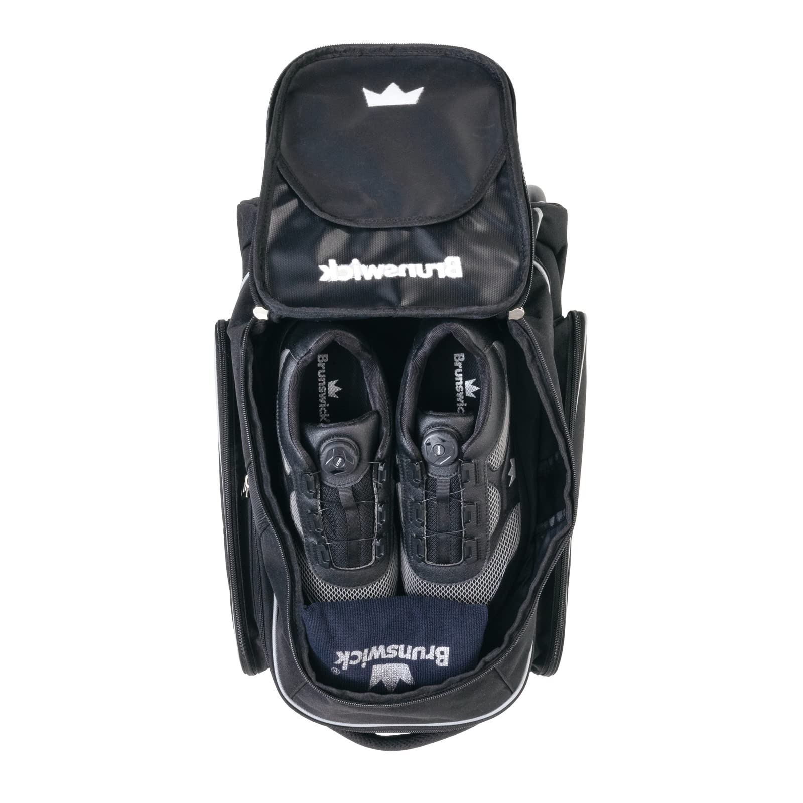 Brunswick Charger Double Roller Bowling Bag - Heavy Duty 2-Ball Rolling Bowling Bag with Wheels for Easy Transport - Perfect for League Play, Tournaments & Practice Sessions