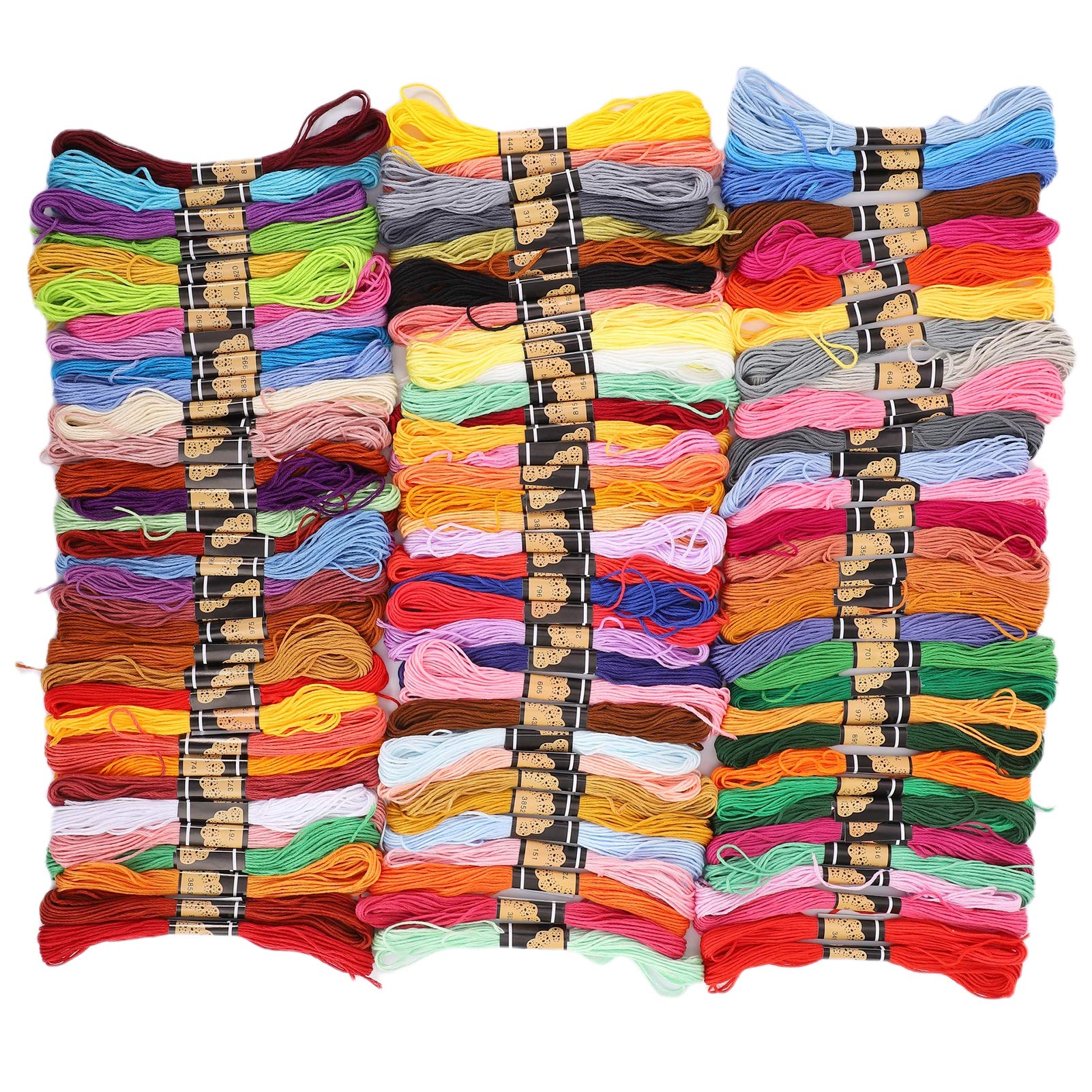 Yencoly 100Pcs Embroidery Thread Skeins for Cross Stitch, Free Style & Children's Crafts - Premium Counting Thread for DIY Needlework, Handmade Gifts & Home Decor Projects