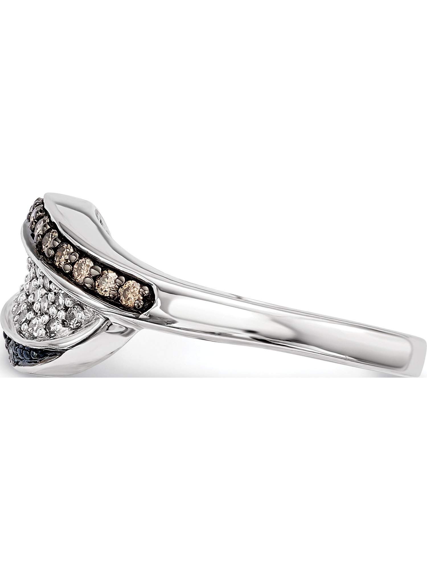 Antique Sterling Silver Ring with White, Champagne & Blue Diamonds | Elegant Vintage Jewelry for Weddings, Anniversaries & Special Occasions