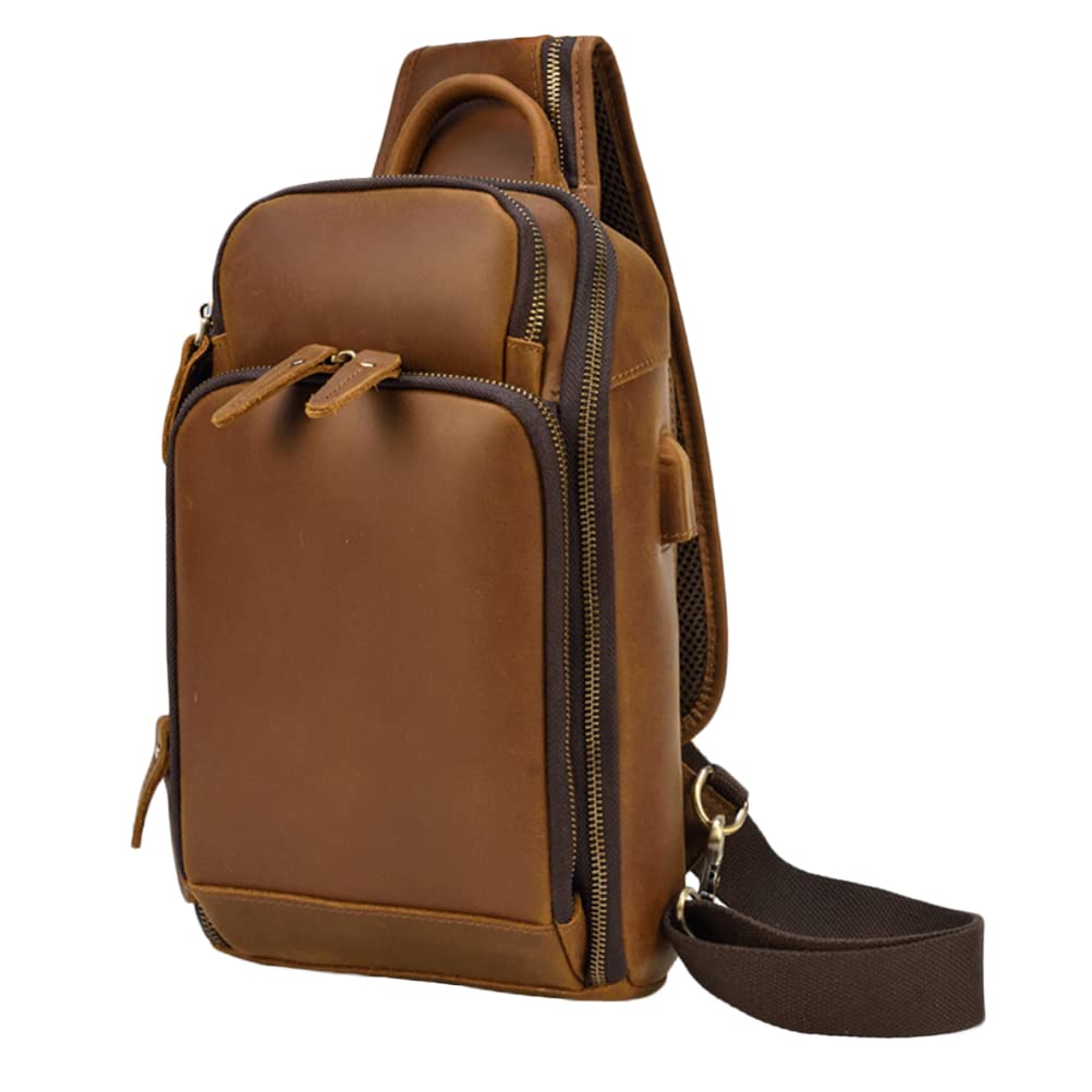 Vintage Leather Messenger Bag for Men - Small Crossbody Sling Bag for Travel, Hiking & Daily Use - Fits iPad & Essentials - Perfect for Work, School & Outdoor Adventures