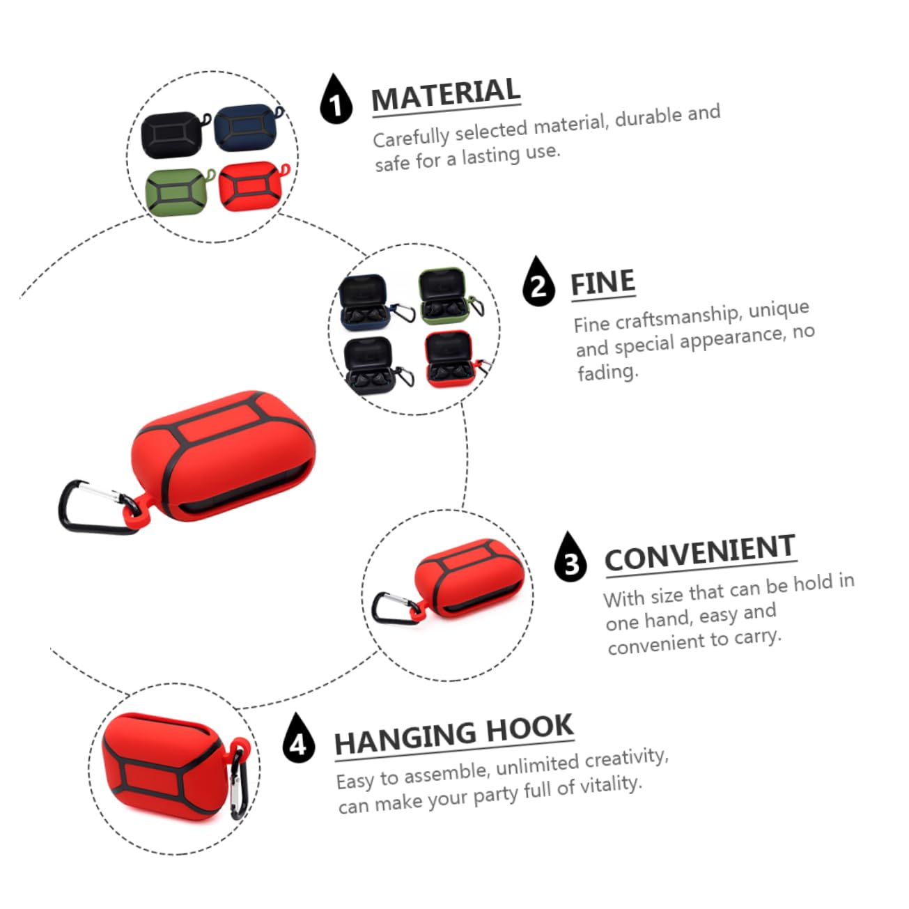 Jojofuny 1-Pack Silicone Earphone Cover Case - Protective Storage Box for AirPods, Earbuds & Headphones (Ideal for Gym, Travel & Daily Use)