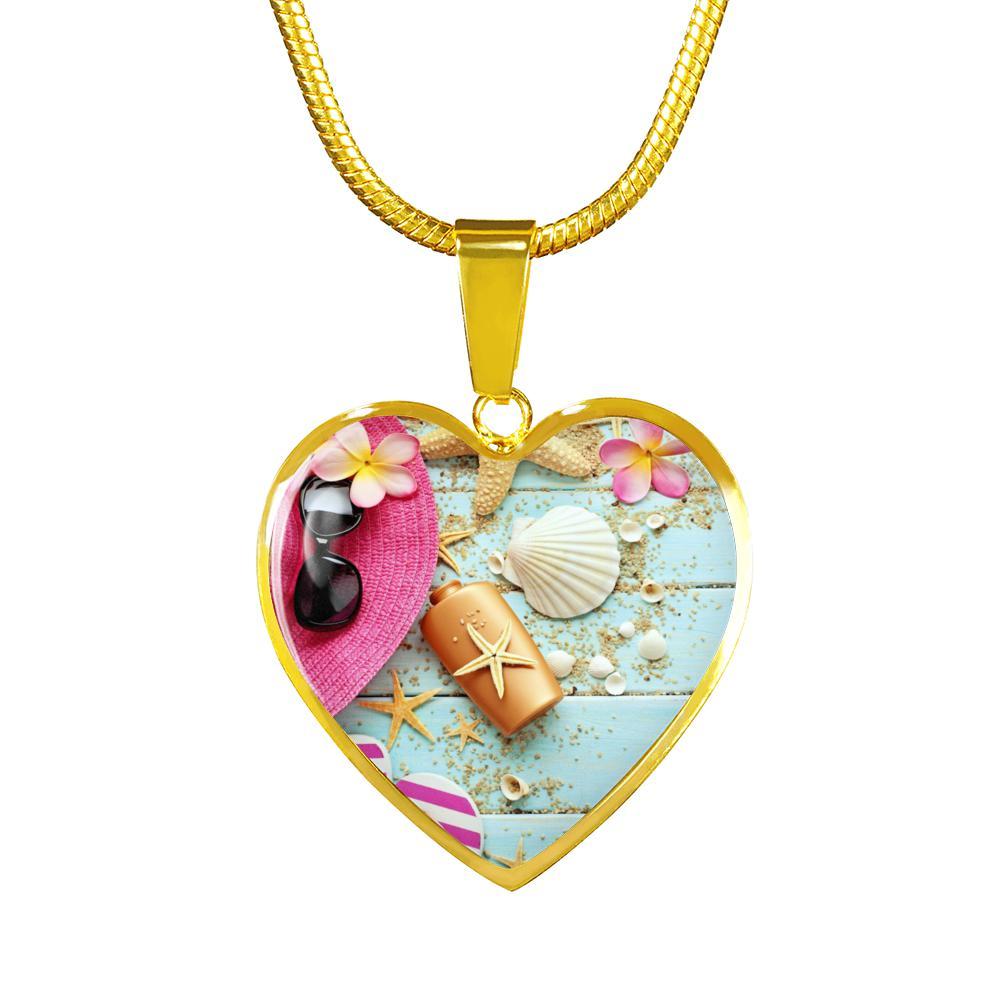 Beachy Heart Necklace Set - Dainty Gold or Silver Layered Pendant for Women | Perfect for Summer Vacations, Beach Weddings & Boho Fashion