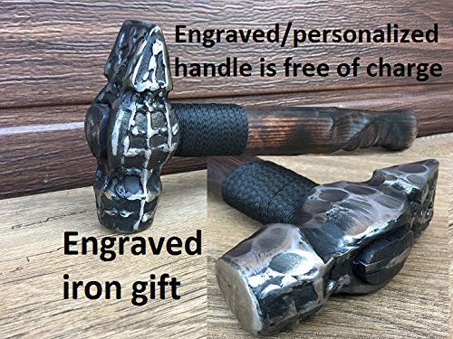 Hand Forged Steel Hammer - Viking Axe & Blacksmith Tool for Men | Durable Iron Gift for Him, Birthday Present for Handyman | Perfect for DIY Projects, Woodworking & Outdoor Adventures