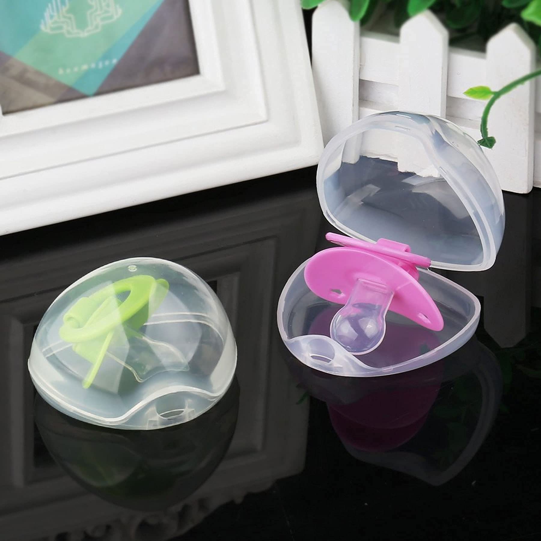 5-Pack Clear Baby Pacifiers with Lanyard & Storage Box - BPA-Free Silicone Soothers for Newborns & Infants - Dustproof Travel Case for Daycare, Stroller & On-the-Go Use
