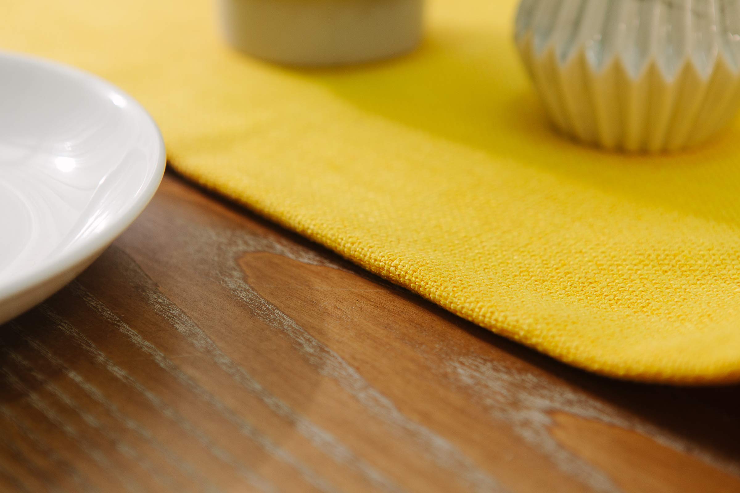 12 x 108 Inches Bright Yellow Burlap Rustic Table Runner for Christmas, Living Room, Dinner, Wedding, Birthday Party, and Home Decor