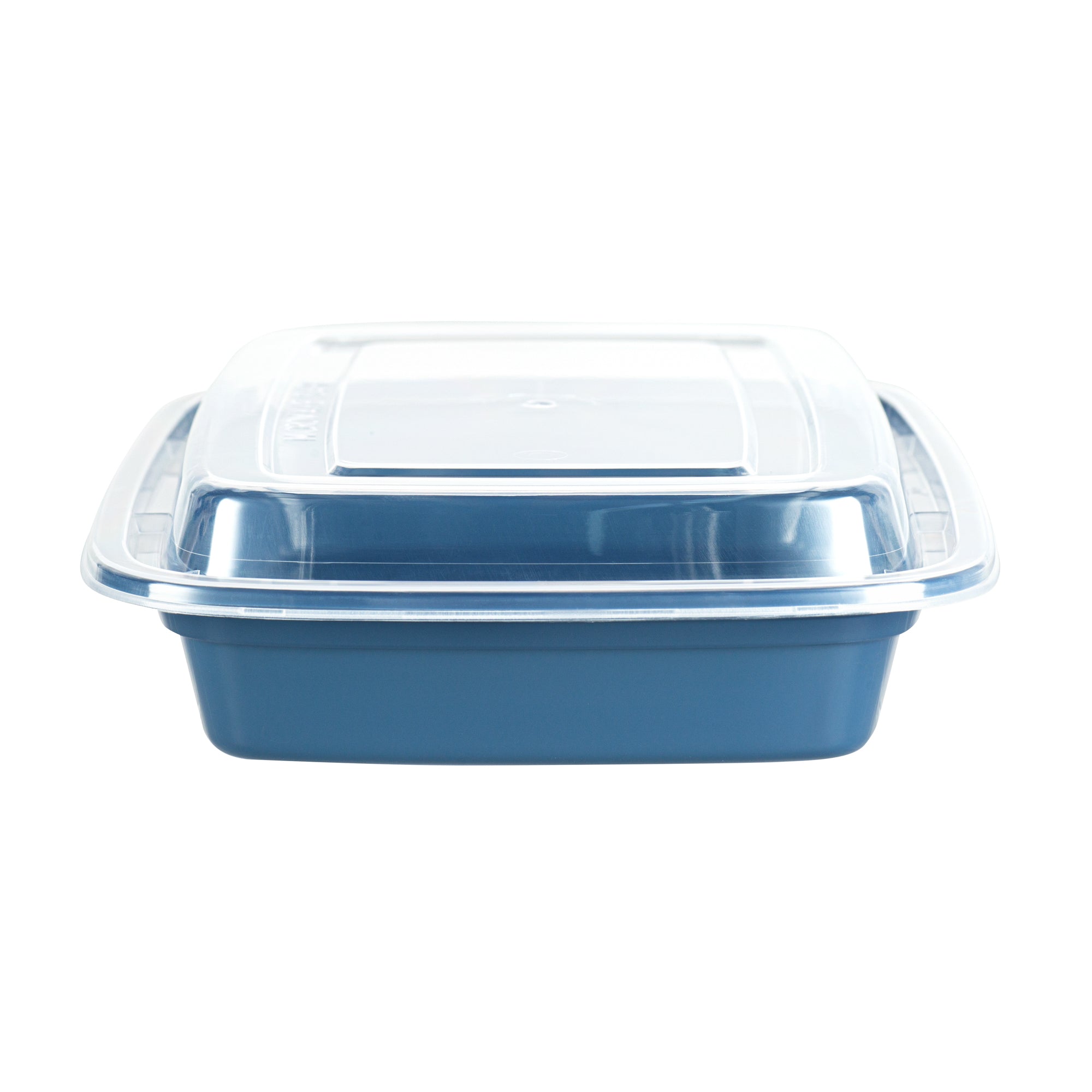 16 oz Rectangle Midnight Blue Plastic To Go Containers with Clear Lids - 100 Pack (7.75