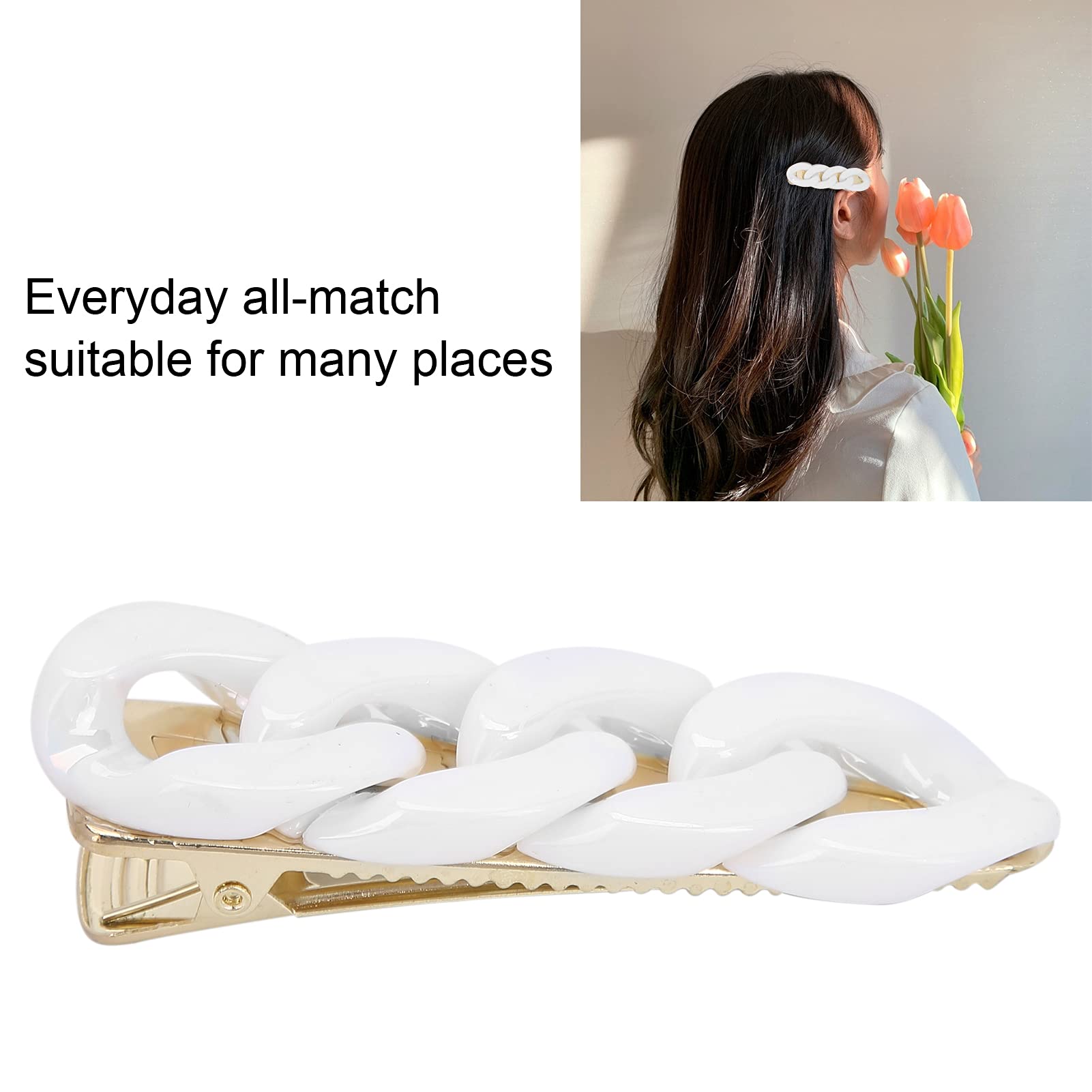 Laser Milk White Hair Clips for Girls - Secure Hair Barrettes for Daily Wear, School, Dance Parties & Special Occasions