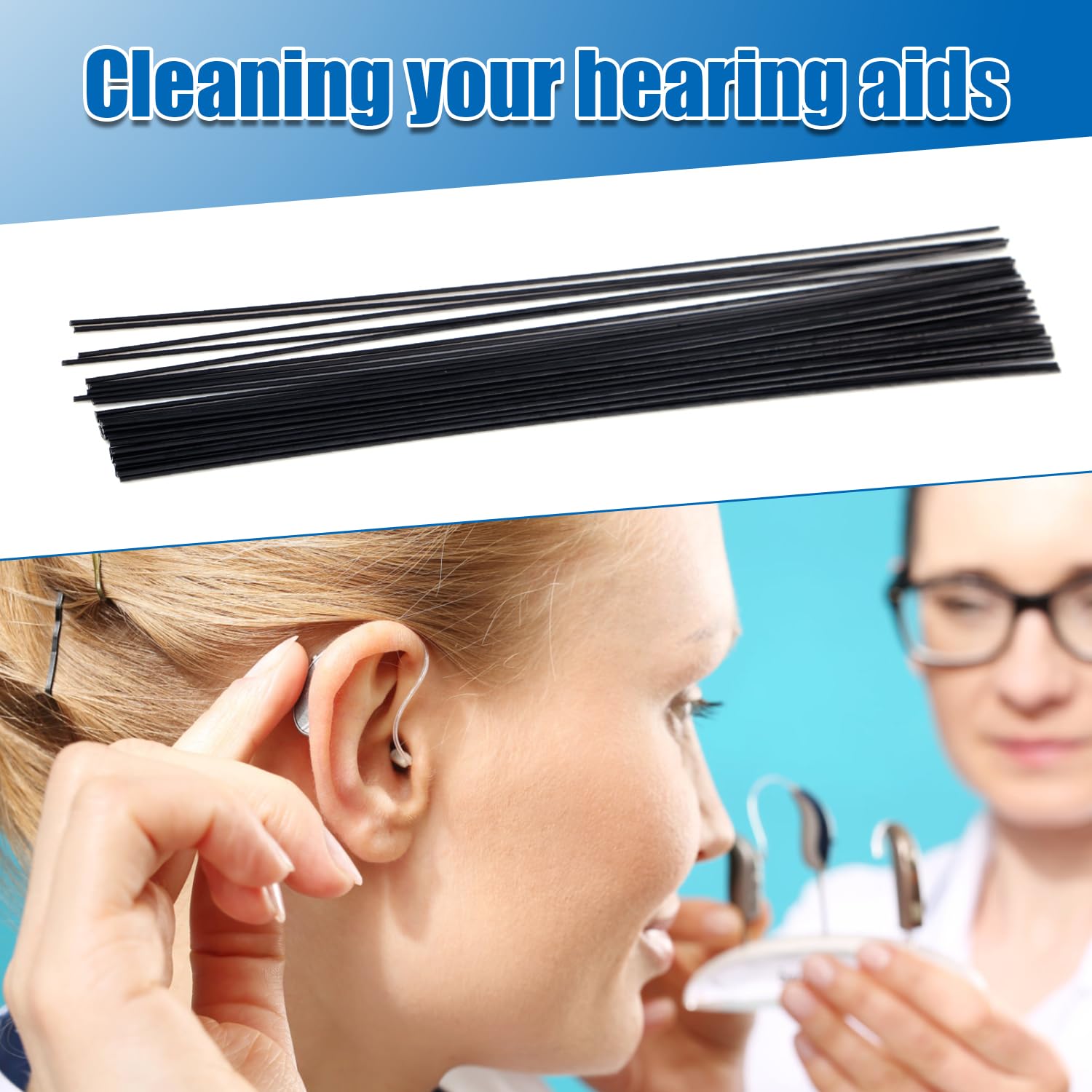 30pcs Hearing Aid Pipe Cleaners - Professional Hearing Amplifier Cleaning Needle Kit with Earbud Tube Cleaning Wires | Essential Hearing Aid Accessories for Daily Maintenance & Hygiene | Perfect for Travel, Home & Office Use