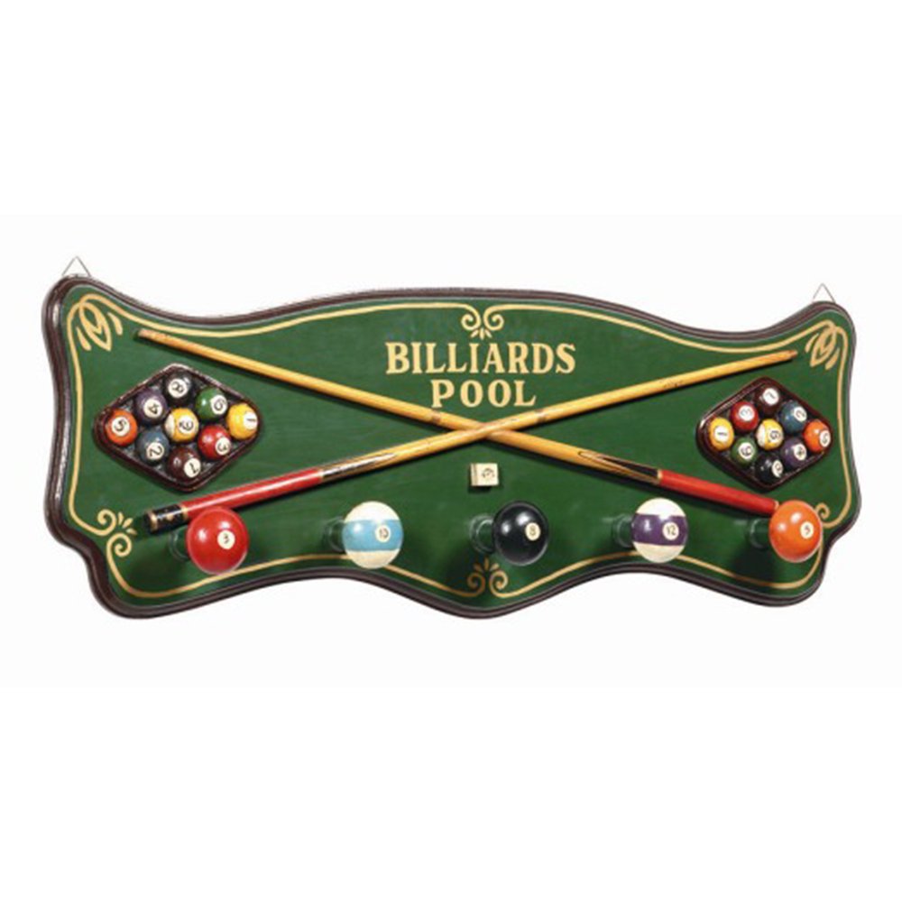 Vintage Pub Sign Coat Rack - Billiards & Pool Themed Wall Mounted Hook for Home Bar Decor | Perfect for Game Rooms, Man Caves & Sports Bars