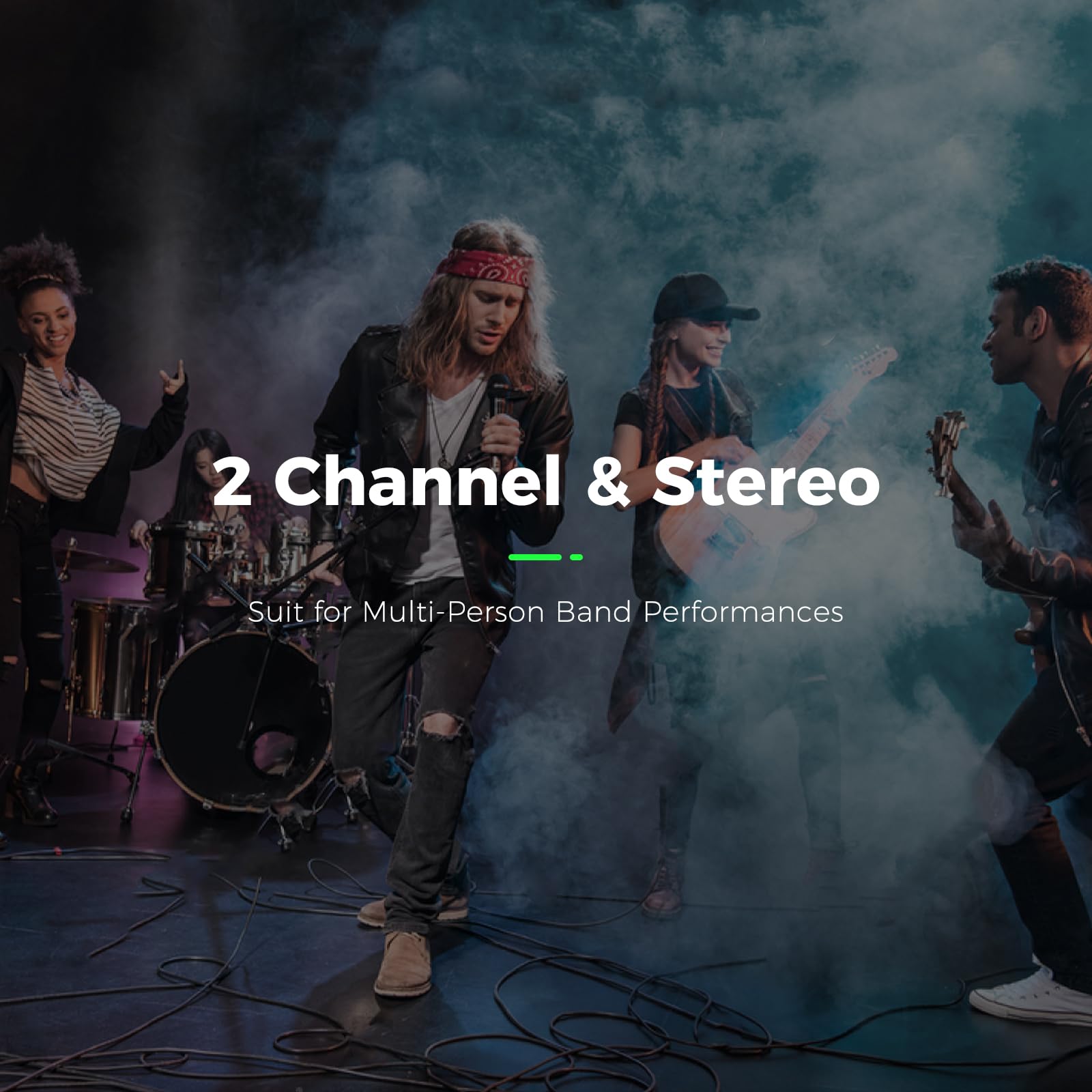 XTUGA SEM200 Professional 2-Channel UHF Wireless In-Ear Monitor System with 230ft Range - 2 Bodypacks + 1 Transmitter for Live Performances, Church Worship & Studio Recording