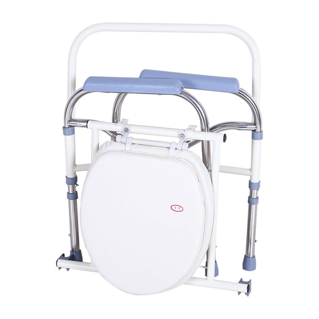 Adjustable Height Folding Commode Chair for Elderly & Disabled - Steel Frame Medical Toilet Seat with Safety Features - Ideal for Bathroom, Shower & Home Care Use