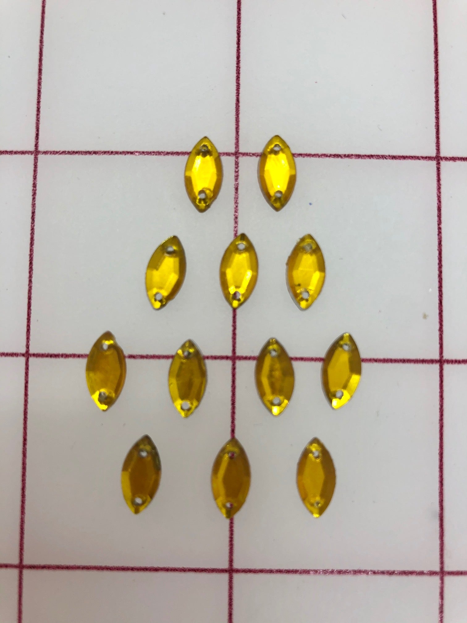 Acrylic Topaz Decorative Gems for Sewing - 1/4 Inch Navette Shape | DIY Crafts, Jewelry Making & Costume Embellishment