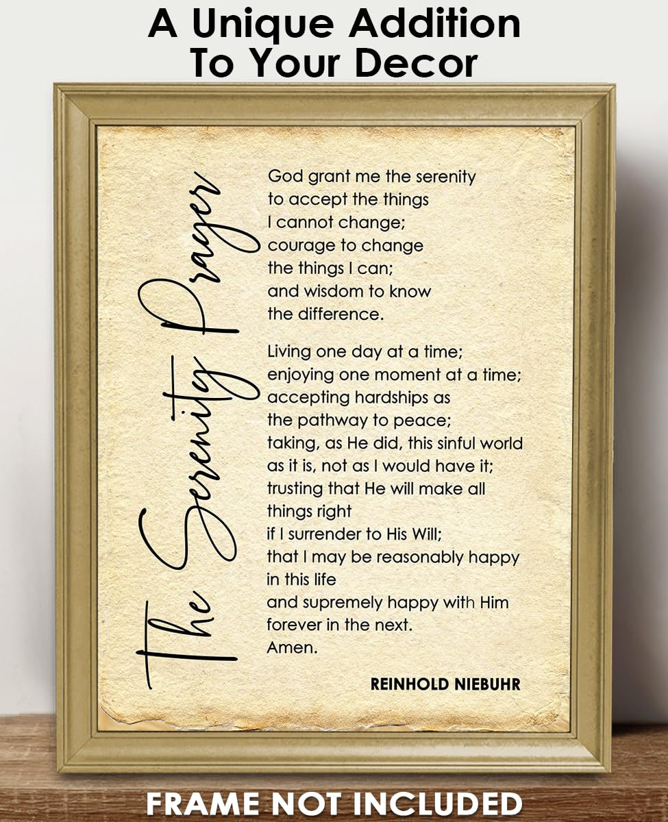 Serenity Prayer Wall Art - Inspirational Bible Verses for Home & Office Decor