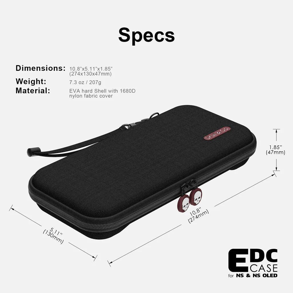 Skull & Co EDC Case for Nintendo Switch OLED & Slim - Protective Carrying Case (Black) | Travel Storage for Console, Joy-Cons & Accessories | Durable Hard Shell for Gaming On-The-Go