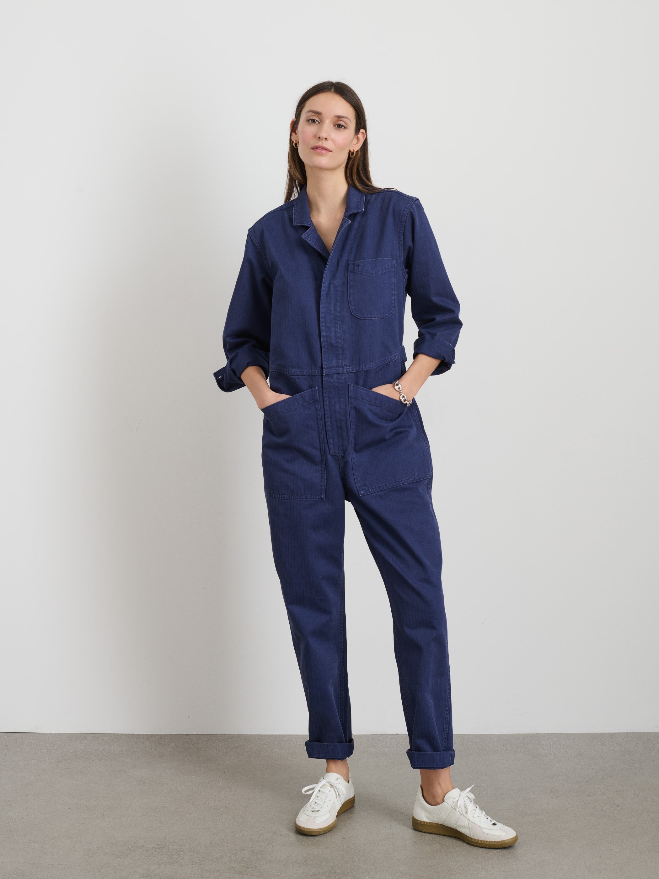 Herringbone Zip Jumpsuit for Women - Comfortable One-Piece Romper with Front Zipper - Perfect for Casual Wear, Work, and Outdoor Activities