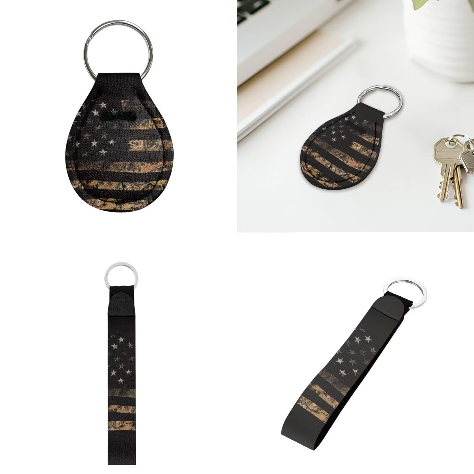 Kuiaobaty Neoprene Key Holder Wristlet - 2 Pack Durable Keychain Lanyard with Keyring for Car Keys, Gym, Office & Travel Accessories