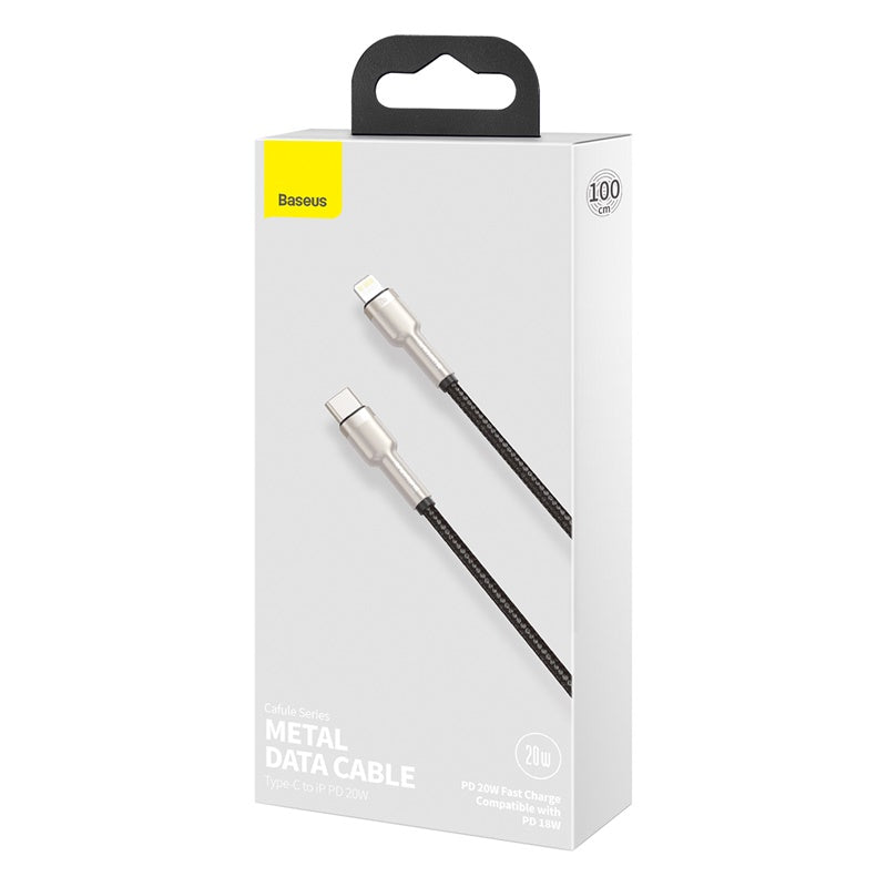 Baseus Cafule Premium 1M USB-C to Lightning Fast Charging Cable 20W - Durable Metal Connector for iPhone & iPad - Perfect for Home, Office & Travel