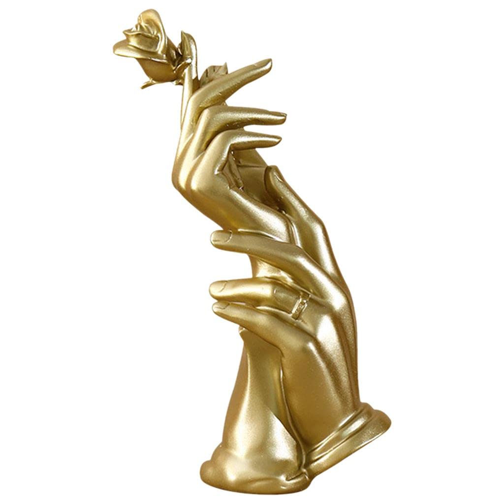 FAKEME Handheld Rose Resin Statue - Elegant Desktop Sculpture Decor for Wedding, Home, Office | Unique Gift Idea for Anniversaries & Romantic Occasions