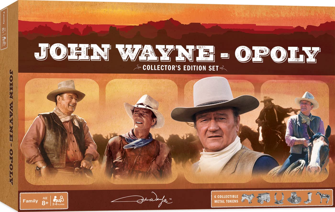 MasterPieces John Wayne Opoly Board Game - Officially Licensed Western Theme Strategy Game for Adults, Kids & Family - Perfect for Game Nights, Western Parties & Cowboy Themed Gatherings
