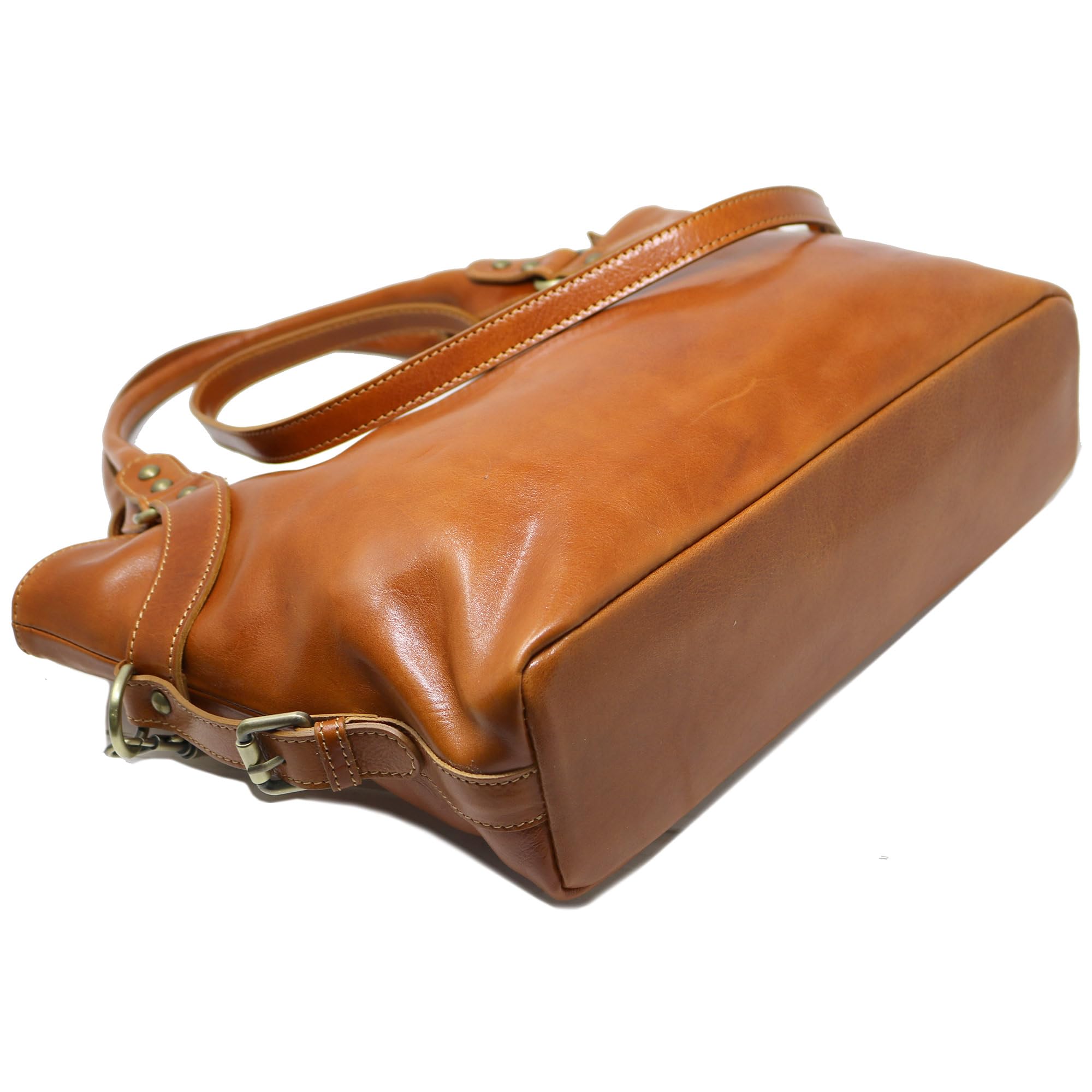 Floto Olive (Honey) Brown Taormina Italian Calfskin Leather Handbag & Shoulder Bag - Perfect for Work, Travel & Everyday Use