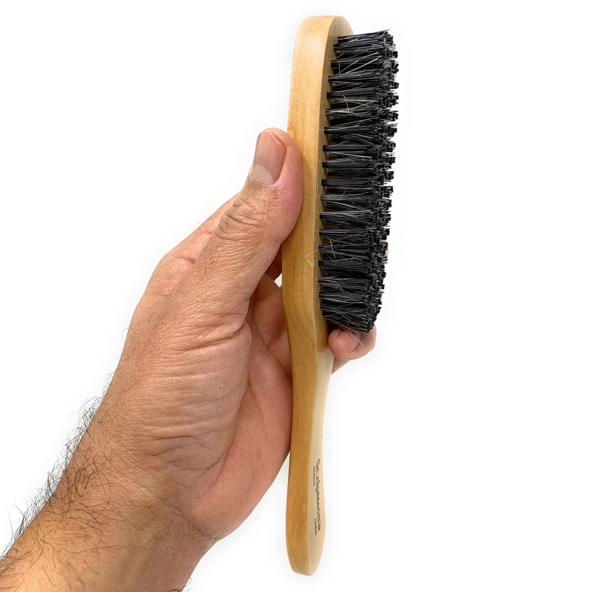 Scalpmaster Club Hair Brush for Waves & Curls - Curved Oval Palm Brush with Boar Bristles & Natural Wood - Perfect for Styling, Detangling & Smoothing Hair at Home or Salon