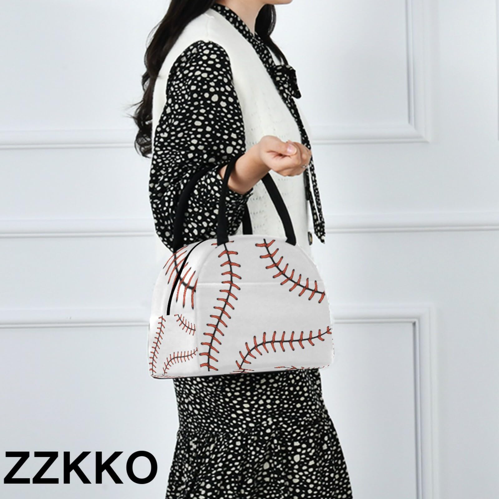 ZZKKO Insulated Lunch Bag for Baseball & Softball - Meal Prep Cooler with Zipper, Tote Organizer for Women & Men - Perfect for School, Office, Home & Outdoor Use