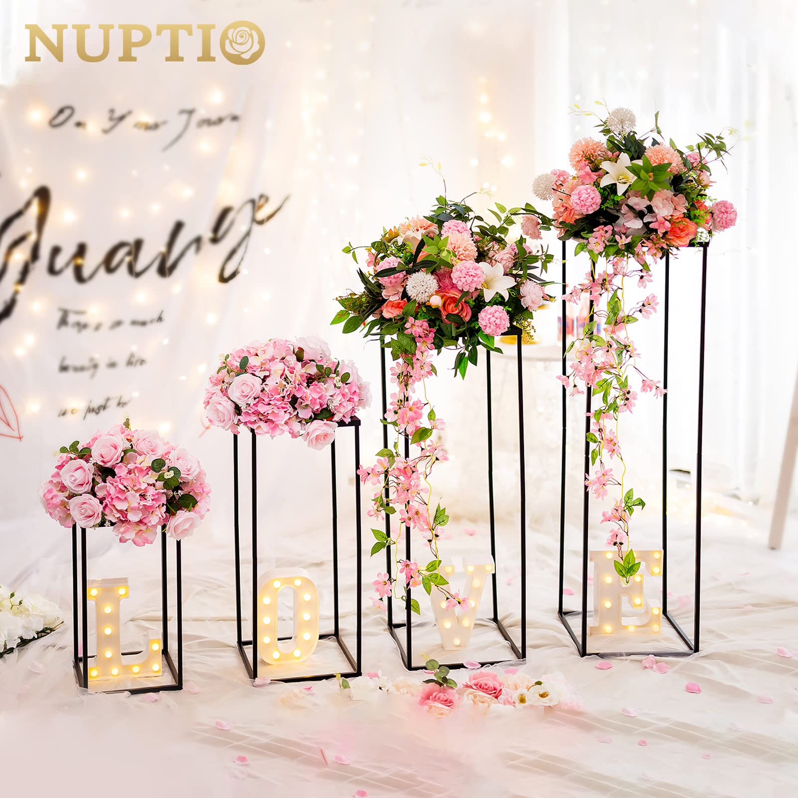 10 Pack Nuptio Black Tall Vases - 31.5 Inch Wedding Centerpieces for Flowers, Home Decor & Party Table Decorations - Elegant Black Vases for Wedding Reception, Anniversary, and Special Event Decor