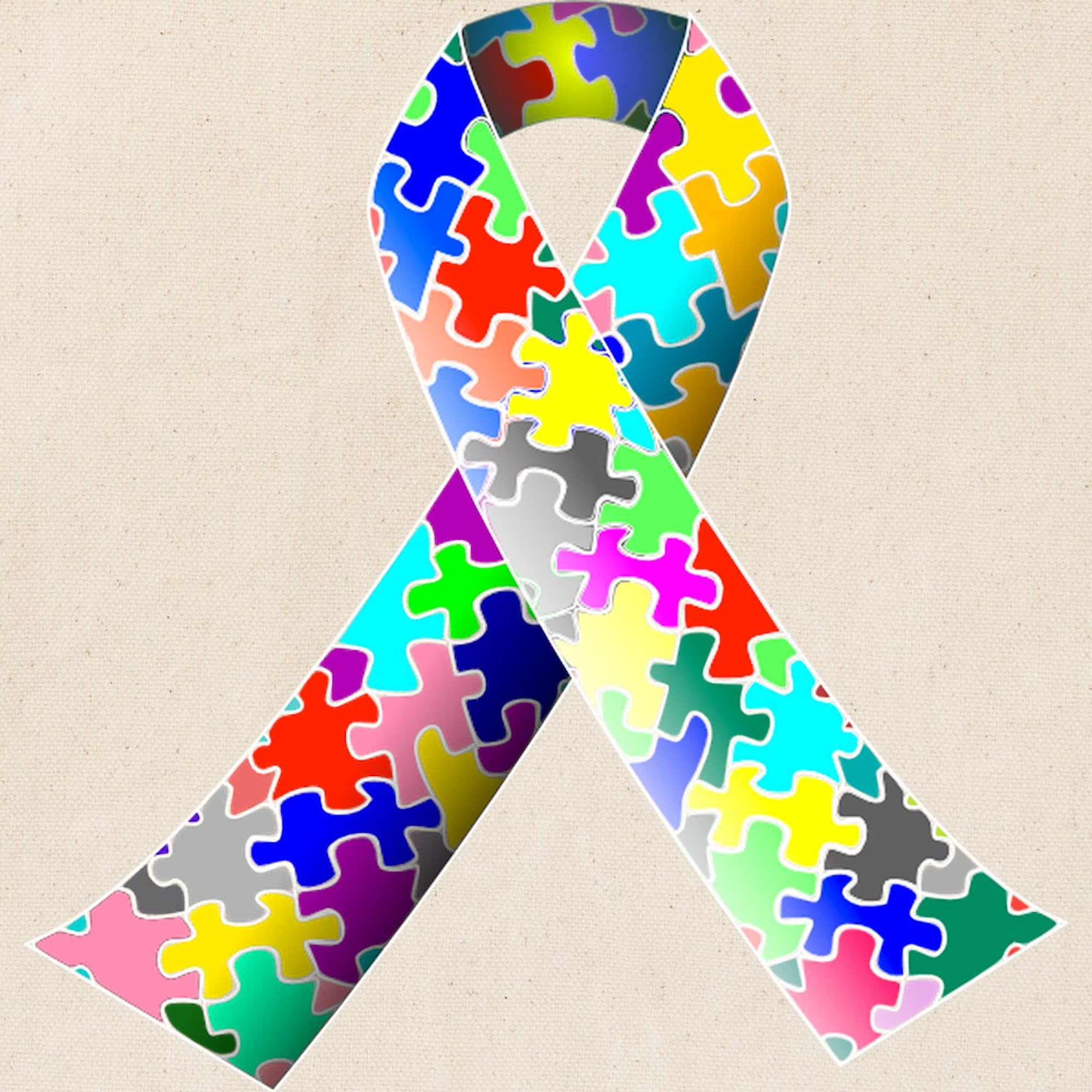 Autism Awareness Puzzle Ribbon Tote Bag - Natural Canvas Reusable Shopping Bag for Groceries, Beach & Daily Use | Support Autism Awareness
