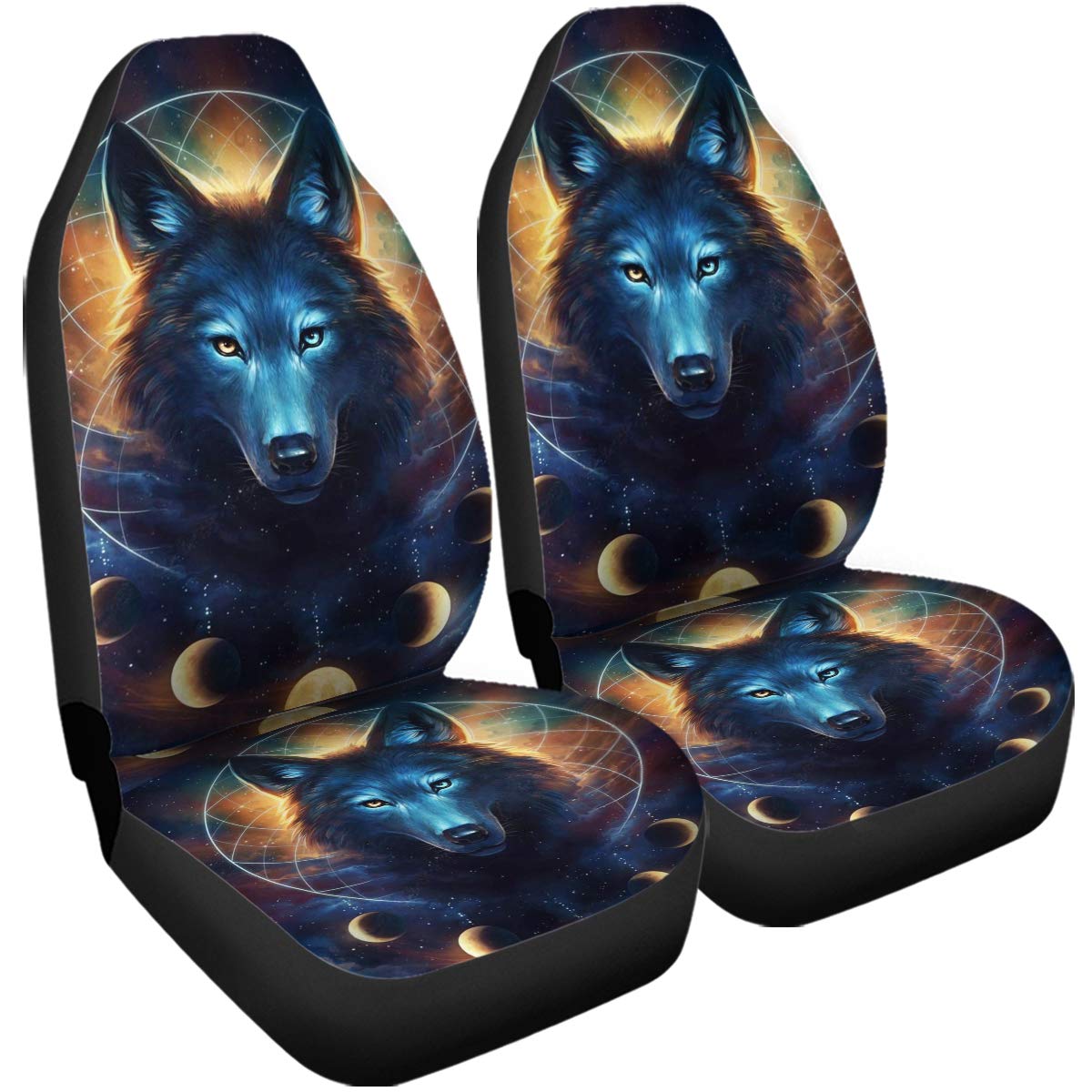 Native American Dreamcatcher Wolf Car Seat Covers - Universal Fit for Most Cars, SUVs & Trucks | Stylish & Protective Car Accessories for Road Trips & Daily Commutes