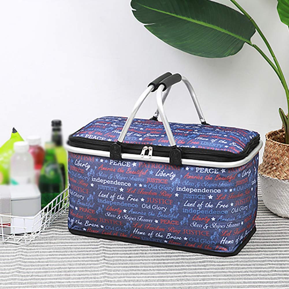 Forart 29L Insulated Picnic Basket - Double Handles Large Collapsible Cooler Bag for Outdoor Picnics, Camping, Beach & Travel | Portable Food Storage | Ships from USA