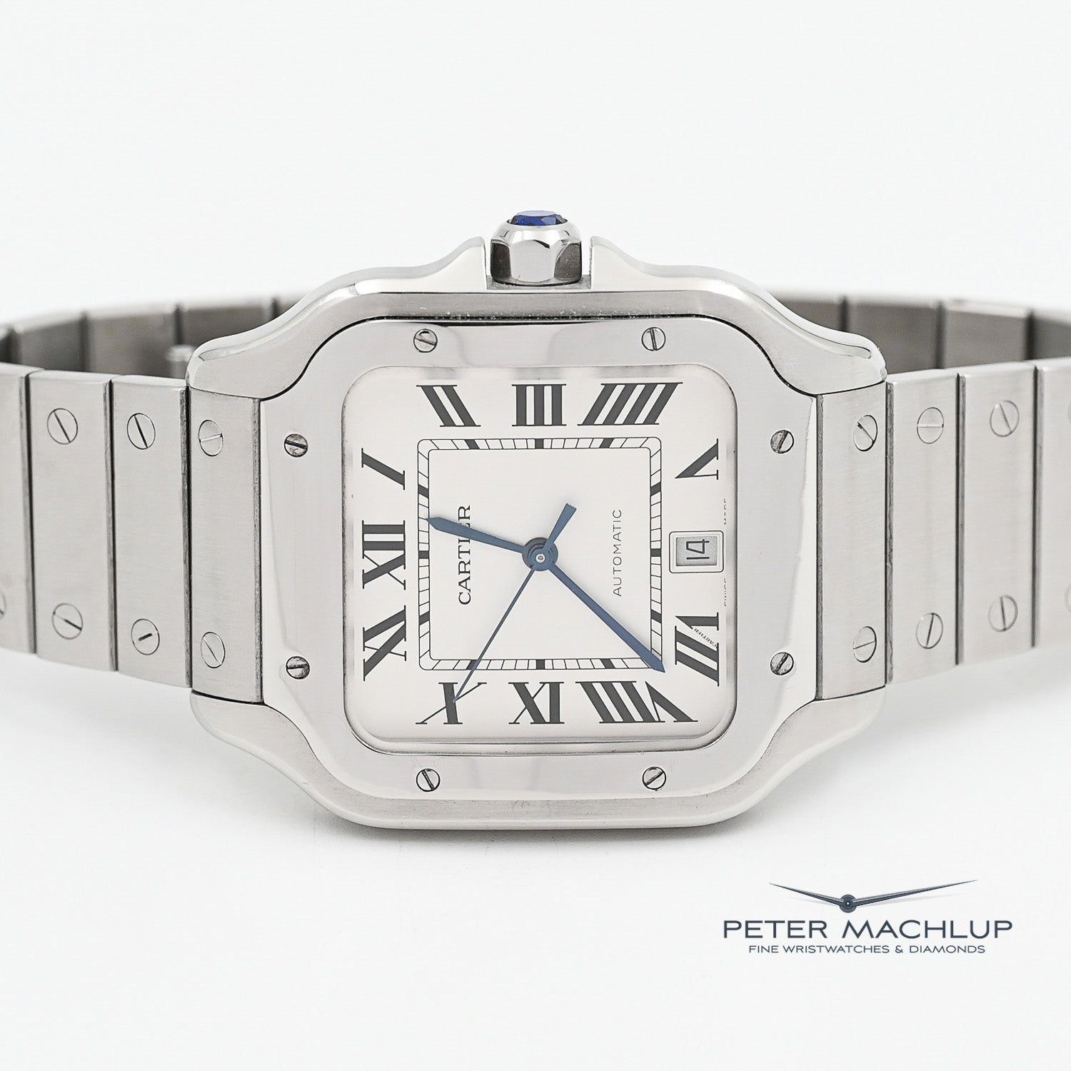 Cartier Santos LM Automatic Watch for Men - Luxury Stainless Steel Timepiece with Swiss Movement | Perfect for Business, Formal Events & Everyday Wear