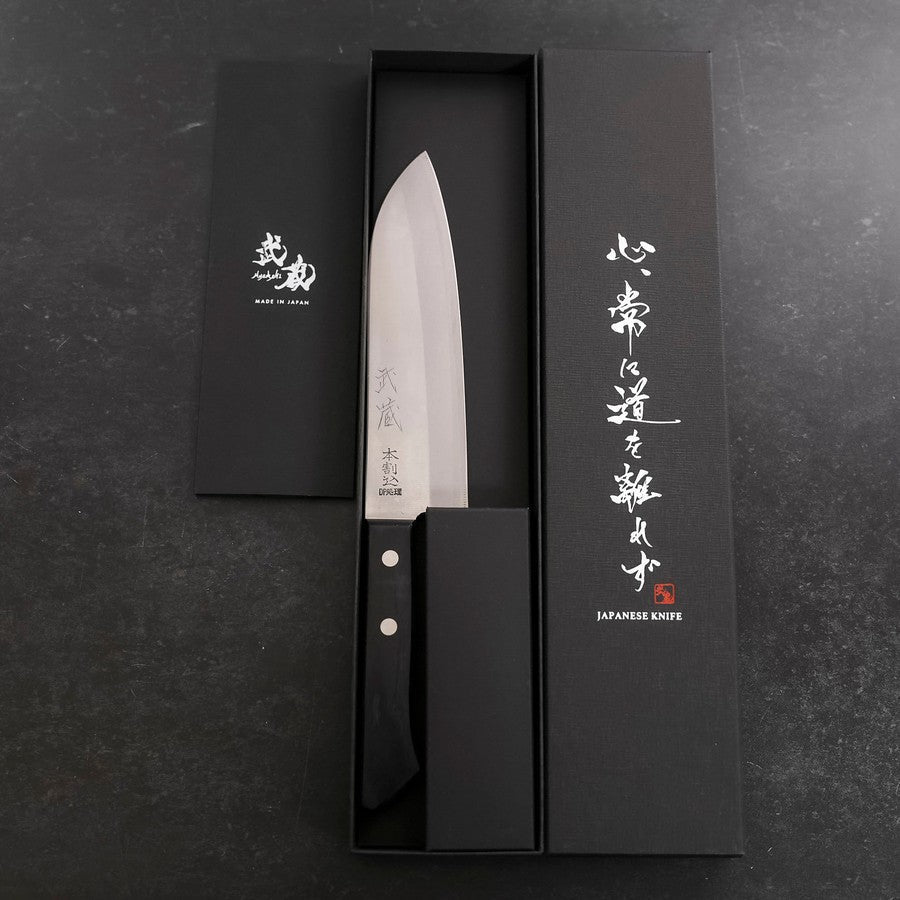 Premium Santoku Knife 165mm - VG-1 Stainless Steel Blade with Polished Finish & Ergonomic Black Handle - Perfect for Slicing, Dicing, and Chopping Vegetables, Meat, and Fish