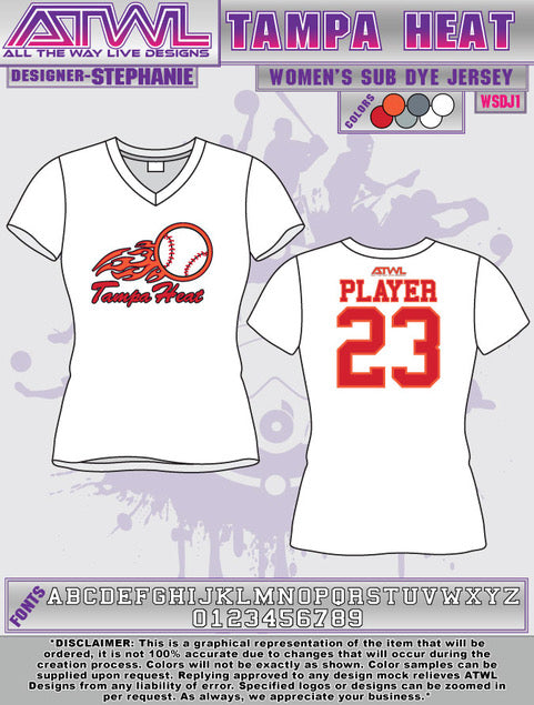Tampa Heat Women's Sublimated Basketball Jersey - Breathable & Stylish for Games, Practice & Fan Support
