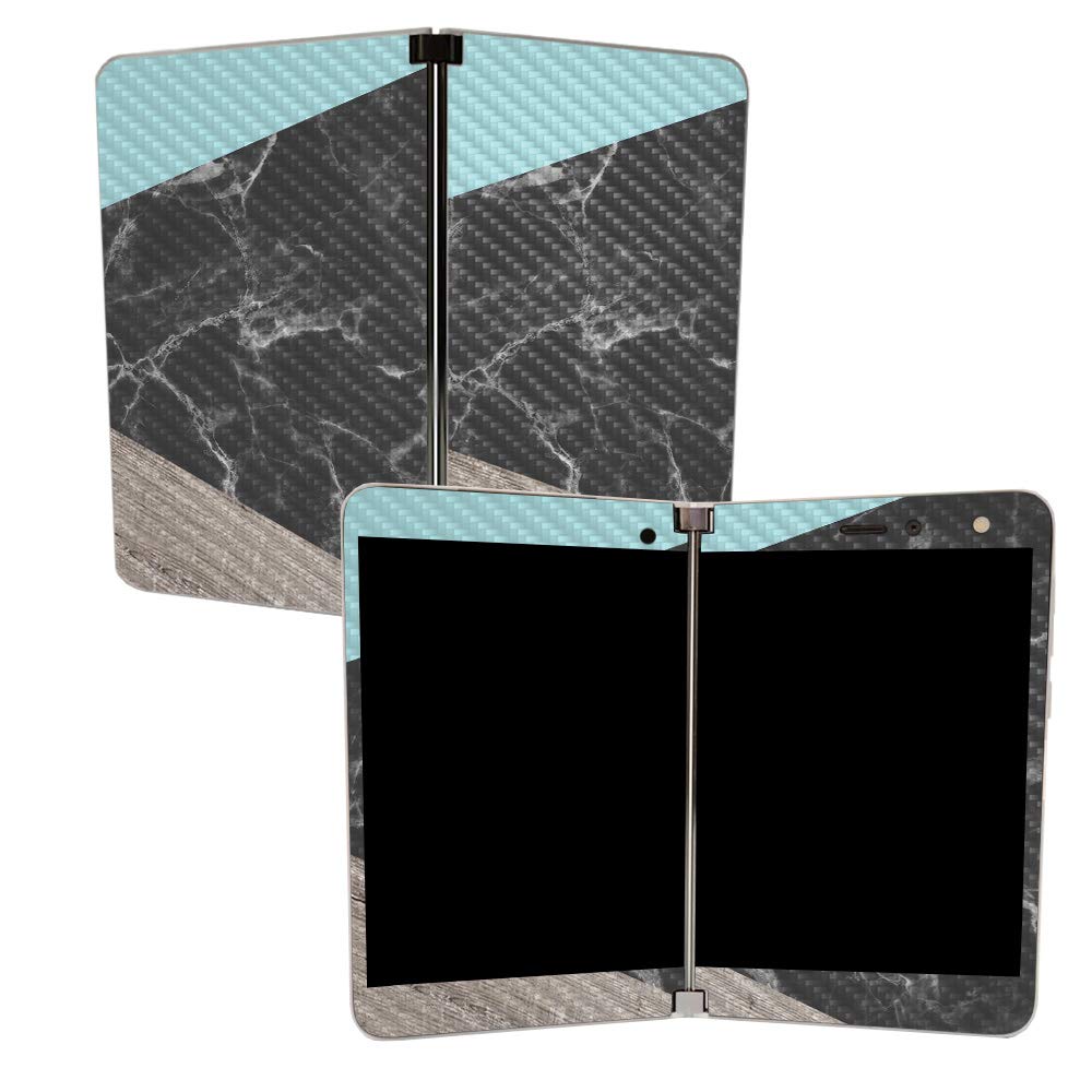 MIGHTY SKINS Carbon Fiber Skin for Microsoft Surface Duo - Wood & Marble Design | Protective Durable Textured Cover | Easy to Apply | Made in USA | Perfect for Work, Travel & Everyday Protection
