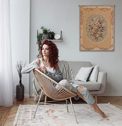 Charlotte Home Furnishings French Tapestry Wall Hanging 40x30 Inch - Petit Bouquet Floral Design, Viscose Cotton Polyester Blend, Woven in France - Elegant Wall Art for Living Room, Bedroom, Dining Room Decor