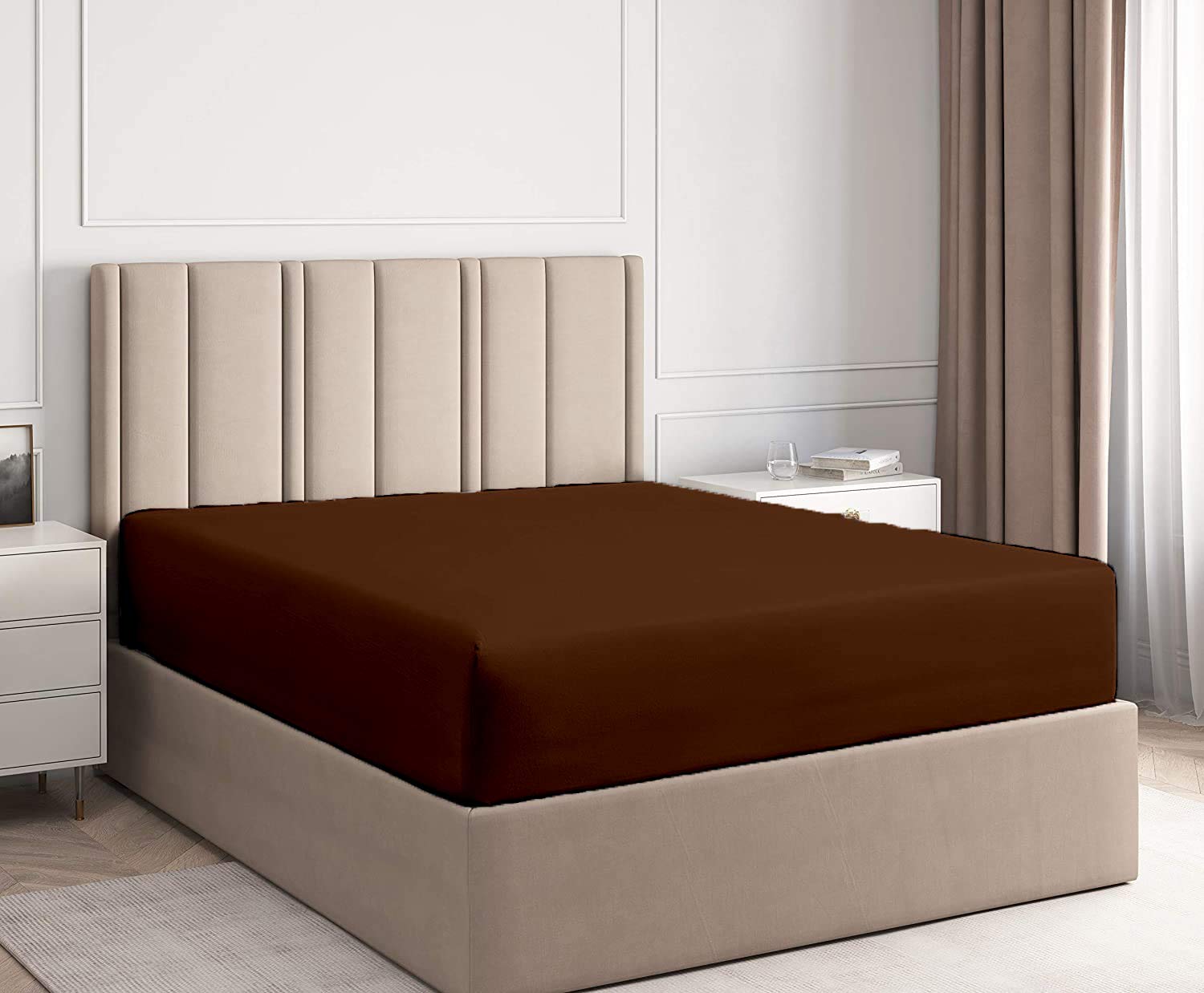 Organic Cotton Queen Fitted Sheet - 100% Soft Hotel Quality 800 Thread Count, Premium Breathable Deep Pocket (Up to 16