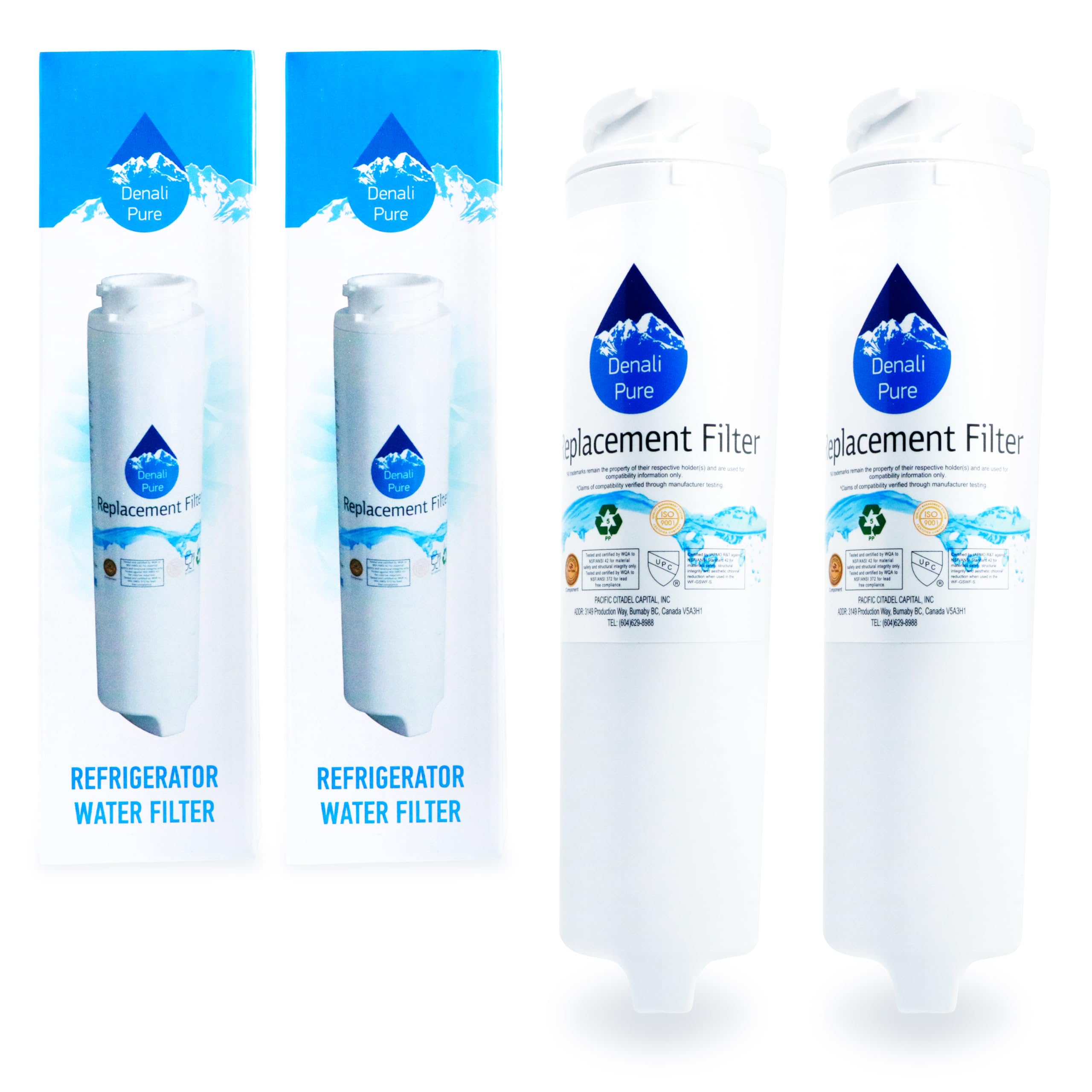 2-Pack GE PDS22MISACC Refrigerator Water Filter Replacement - Compatible with GE GSWF Fridge Water Filter Cartridge | Clean Drinking Water for Home & Office Use