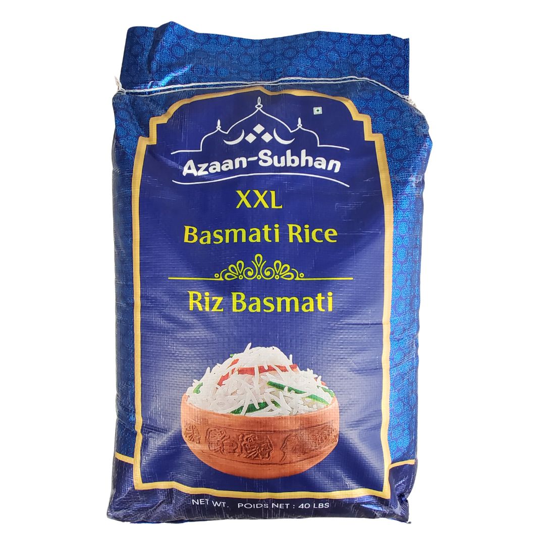 Premium Azaan Subhan Basmati Rice (Blue Bag) - Authentic Long Grain Rice for Biryani, Pilaf & Indian Cuisine - Perfect for Home Cooking & Restaurant Use