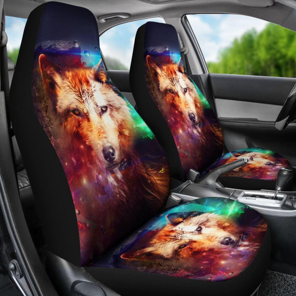 Premium Wolf Galaxy Print Car Seat Covers - Universal Fit for Cars, Trucks & SUVs - Unique Gift for Men & Auto Enthusiasts - Perfect for Road Trips, Daily Commutes & Vehicle Protection