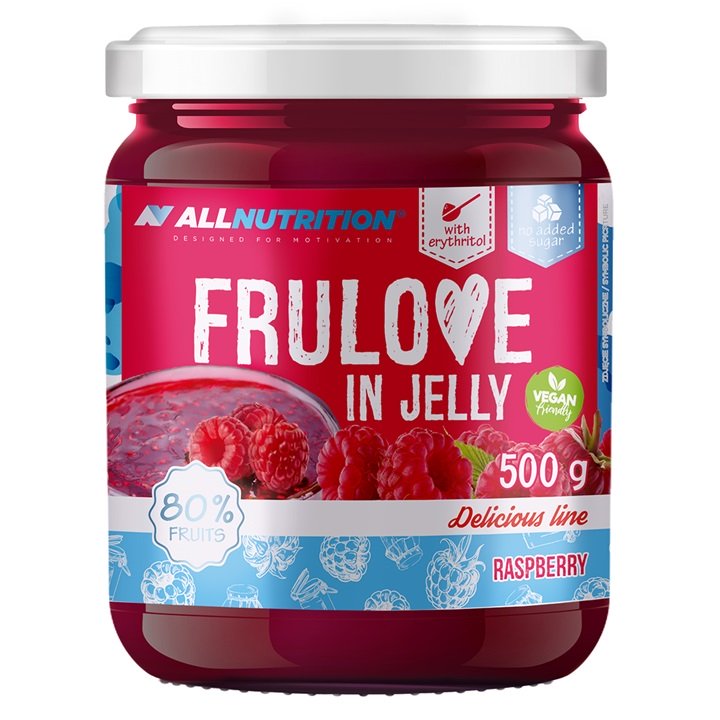 Allnutrition Frulove In Jelly - Raspberry Flavor 500g | Delicious Fruit Jelly Snacks for Energy & Recovery | Perfect for Gym, Hiking & Healthy On-the-Go Lifestyle