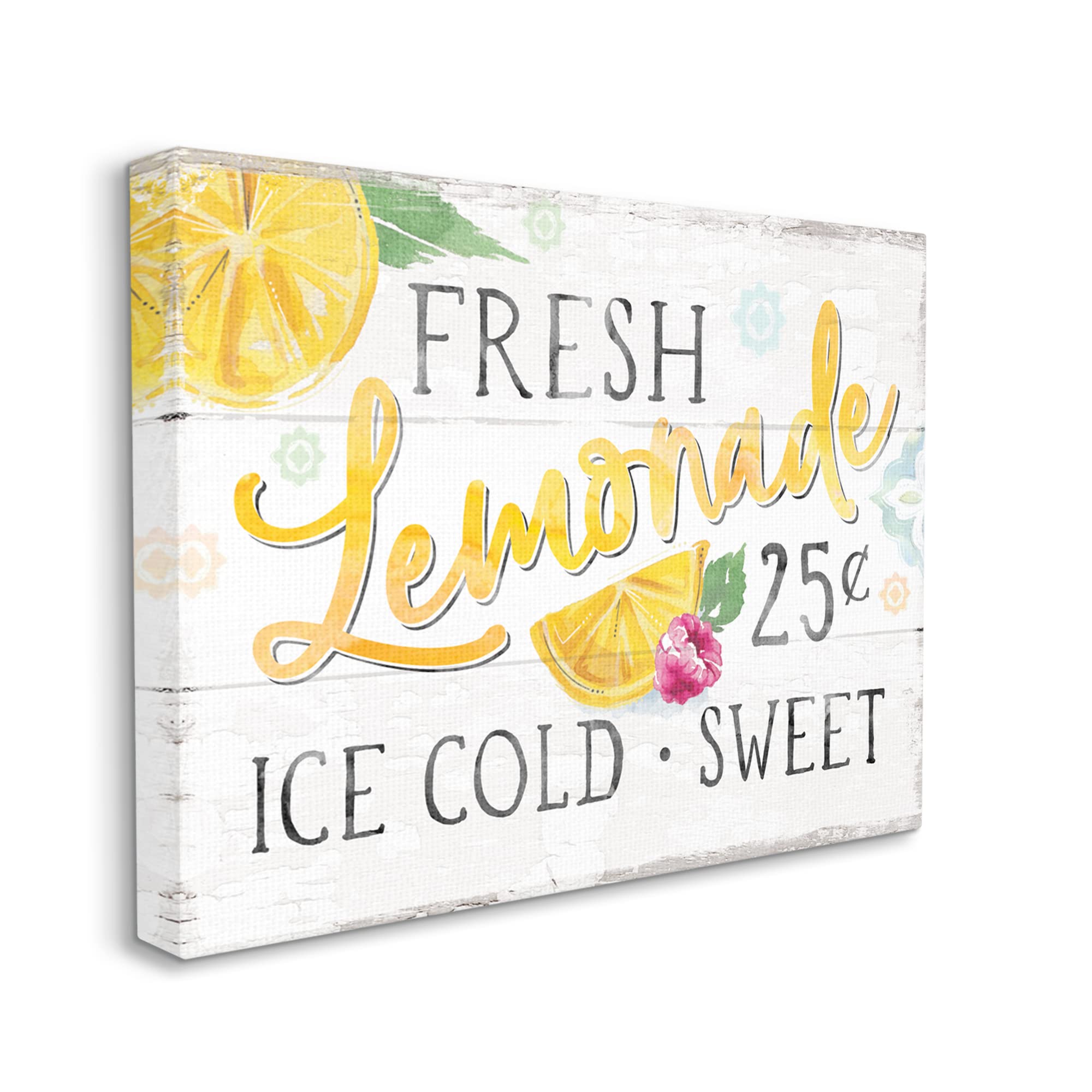 Stupell Industries Rustic Lemonade Sign - Handmade Country Citrus Fruit Wall Art by Courtney Morgenstern - Perfect for Kitchen Decor, Farmhouse Style & Summer Party Décor