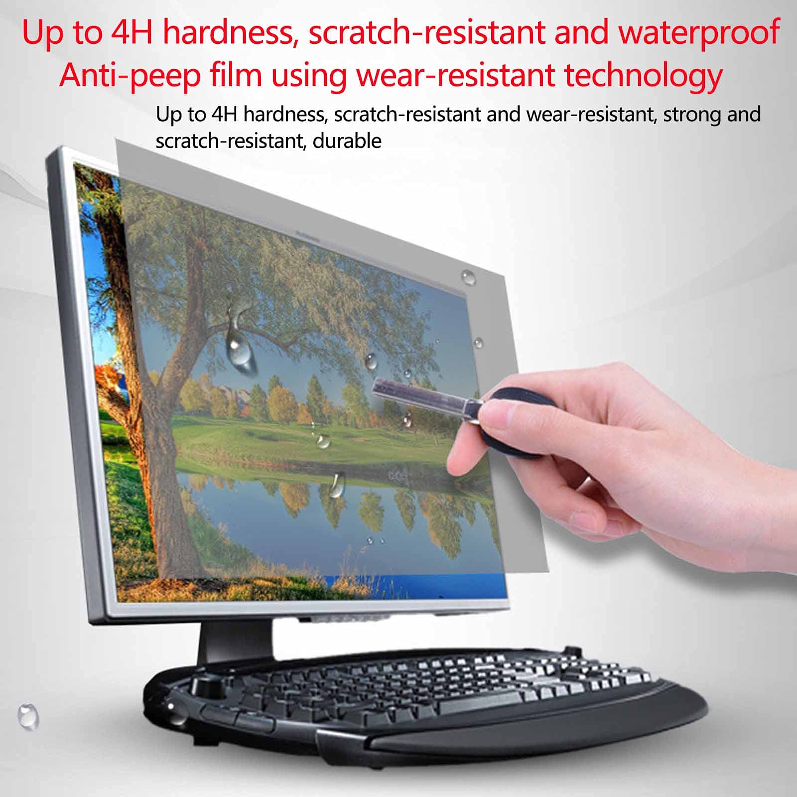 24-inch Desktop Computer Privacy Screen Filter - Hanging Removable Blue Light Blocking Screen Protector | HD Anti-Glare Eye Protection for Office & Home Use