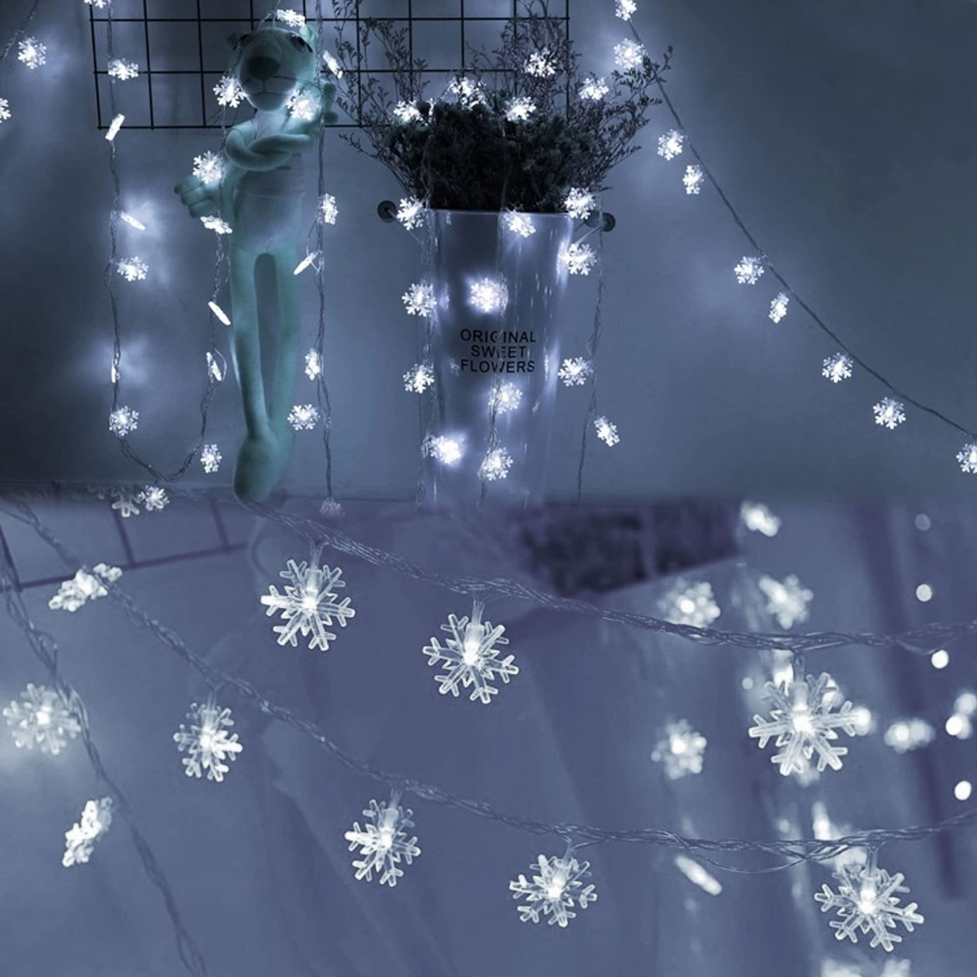Dazzle Bright 100 LED 49FT Waterproof Christmas Snowflake String Lights - 8 Lighting Modes for Indoor & Outdoor Holiday Decorations, Xmas Tree, Wedding, Party, Garden (White) | Perfect for Winter Wonderland Themes, Cozy Home Ambiance, and Festive Celebrations