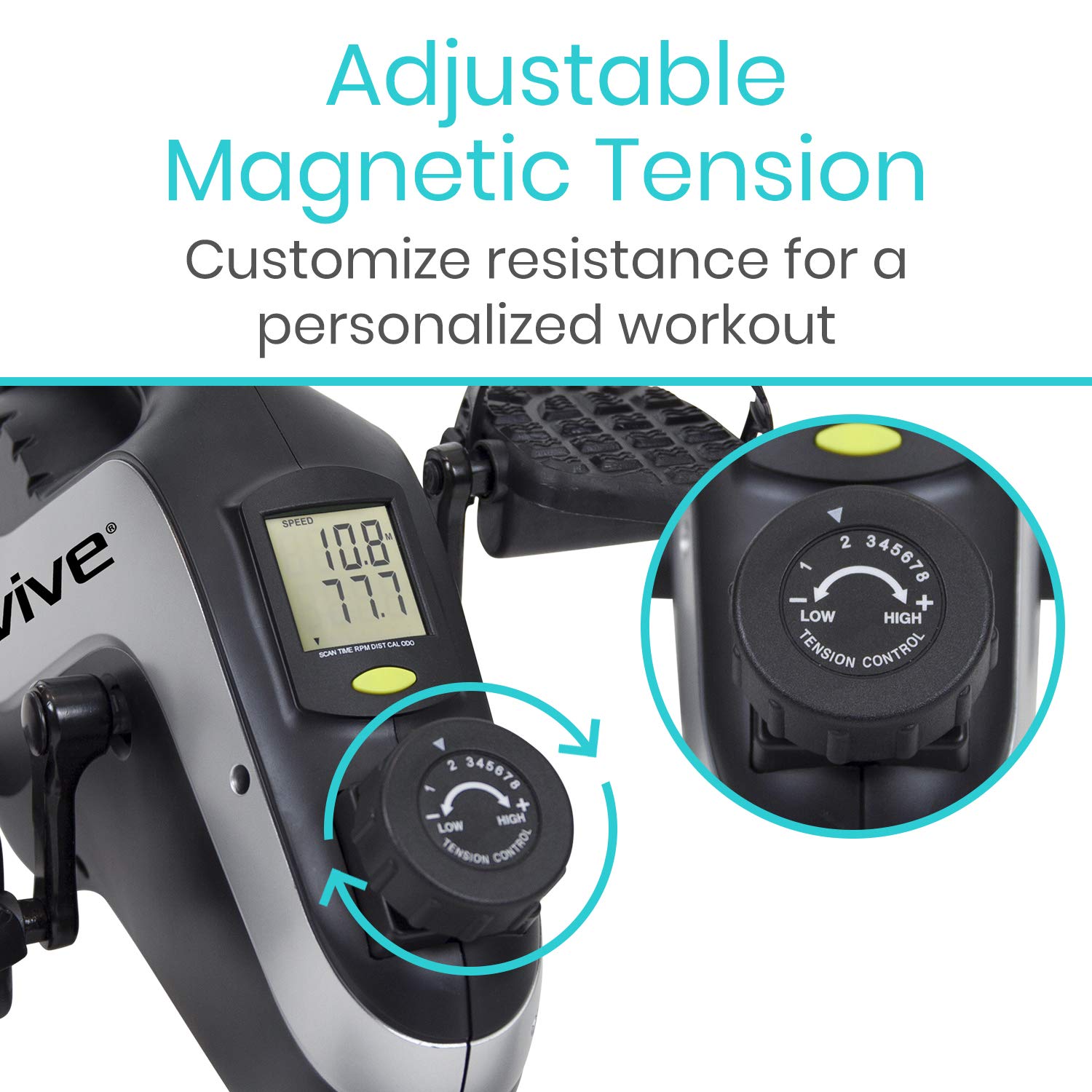 Vive Under Desk Bike - Magnetic Pedal Exerciser for Home & Office - Compact Indoor Cycling Bike with Quiet Operation - Perfect for Seated Workouts, Leg Exercise While Working or Watching TV
