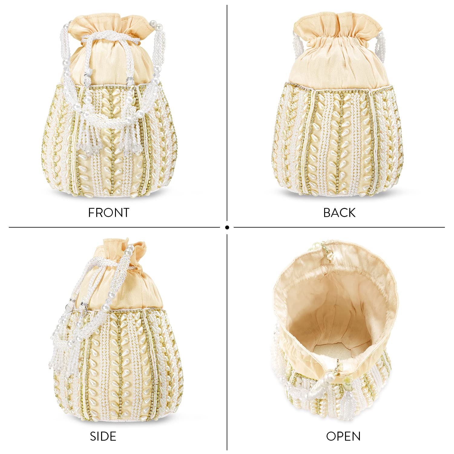 **Aheli Potli Bags for Women - Elegant Ethnic Clutch Purse with Drawstring, Perfect for Weddings, Evening Parties & Special Occasions**