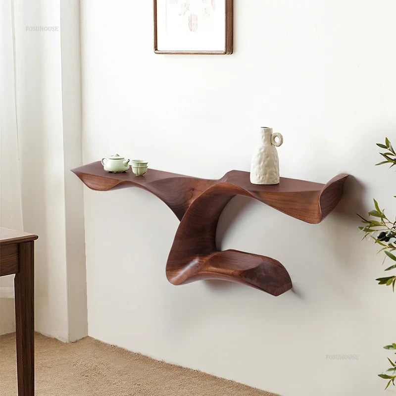 Italian Art Wood Console Table - Handcrafted Solid Wood Entryway Table for Hallway, Living Room & Foyer - Elegant Home Decor Furniture for Modern & Classic Interiors