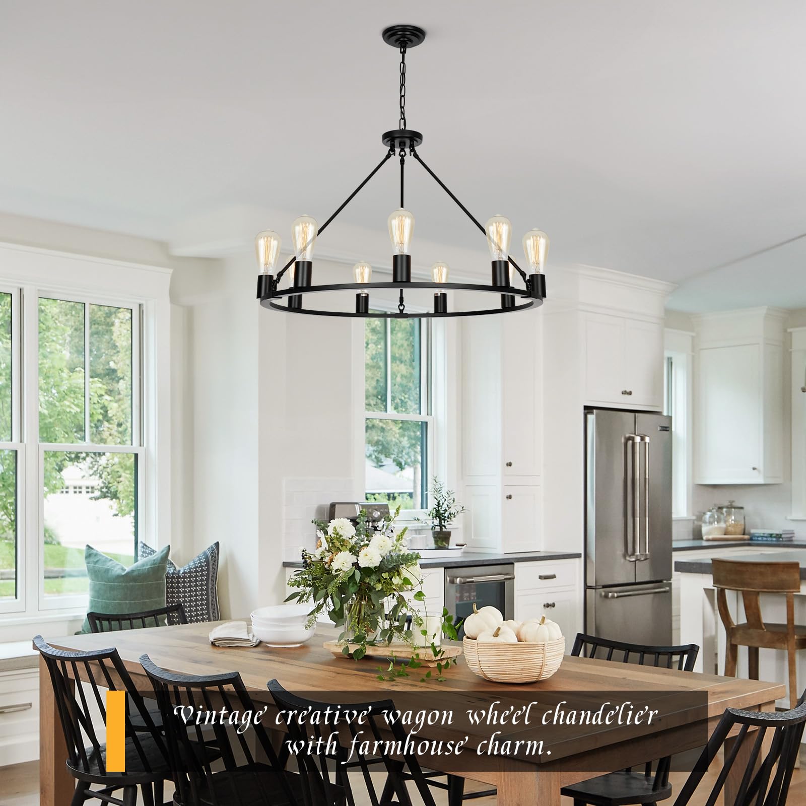 Black Wagon Wheel Chandelier - 32