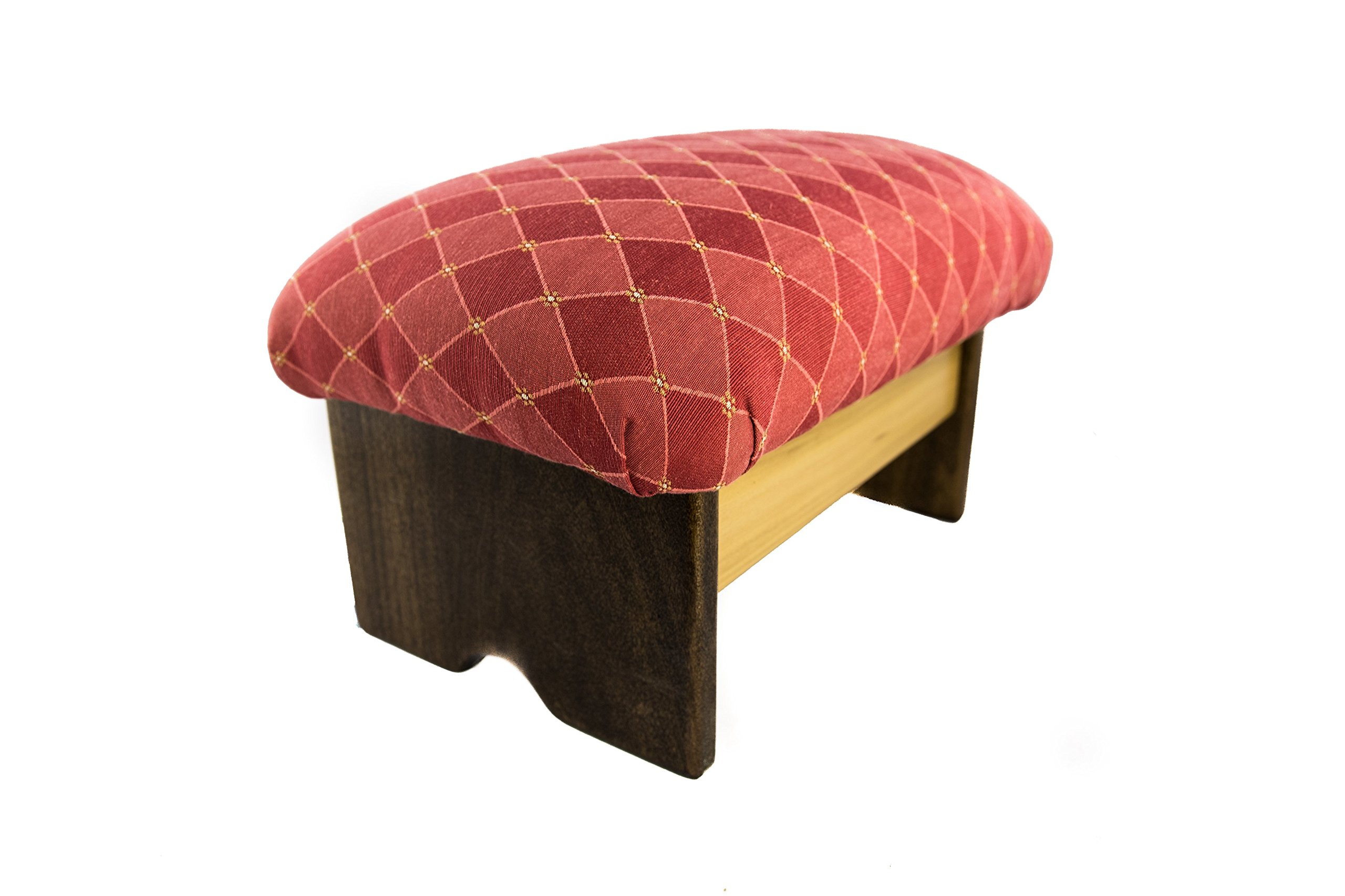 Luxury Padded Foot Stool 9 Inch - Premium Fabric Made in USA - Rococo Red Chic Stain Ottoman for Living Room, Bedroom & Office Comfort