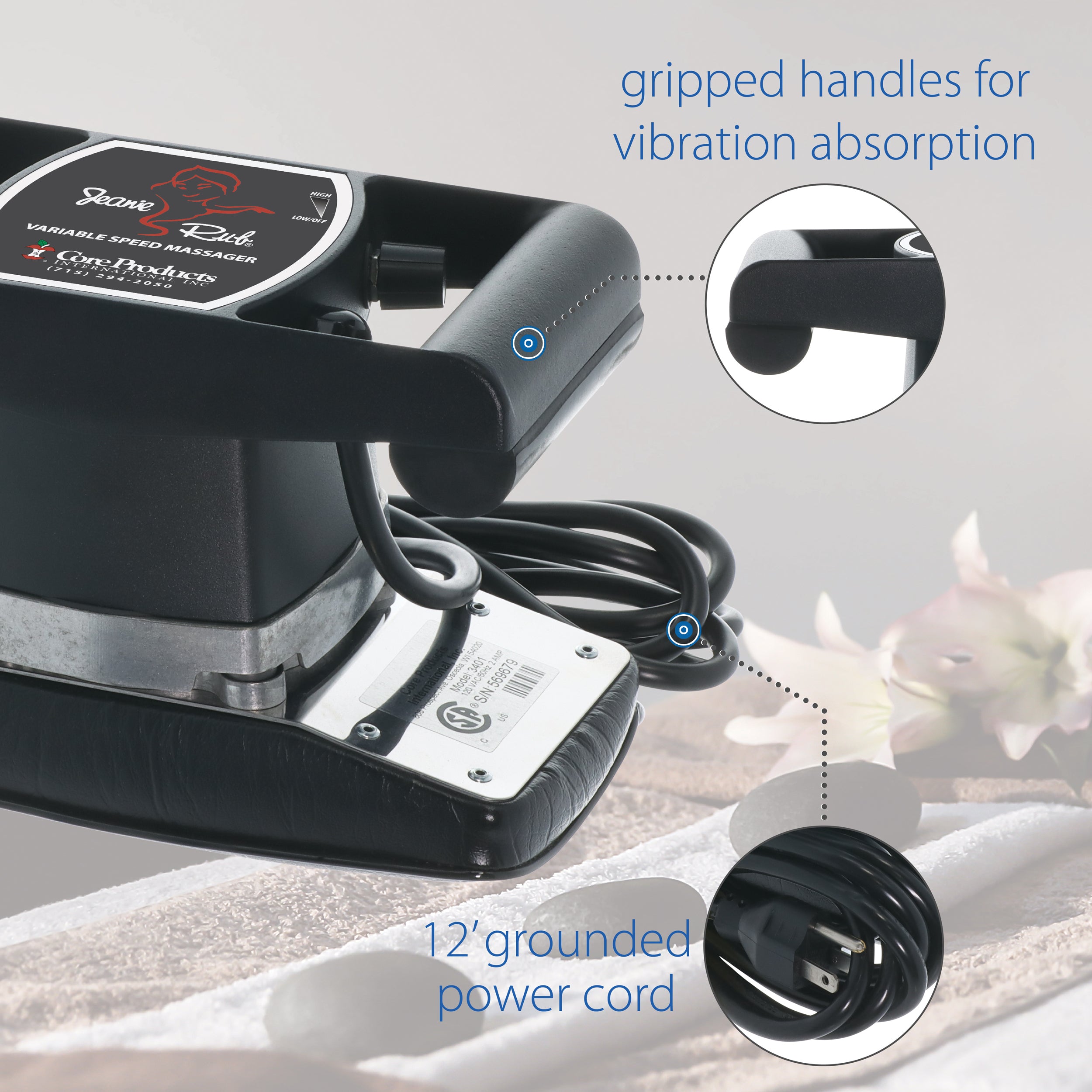 Jeanie Rub Variable Speed Massager - Portable Deep Tissue Massage Gun for Pain Relief & Muscle Recovery - Perfect for Athletes, Gym Enthusiasts & Home Use